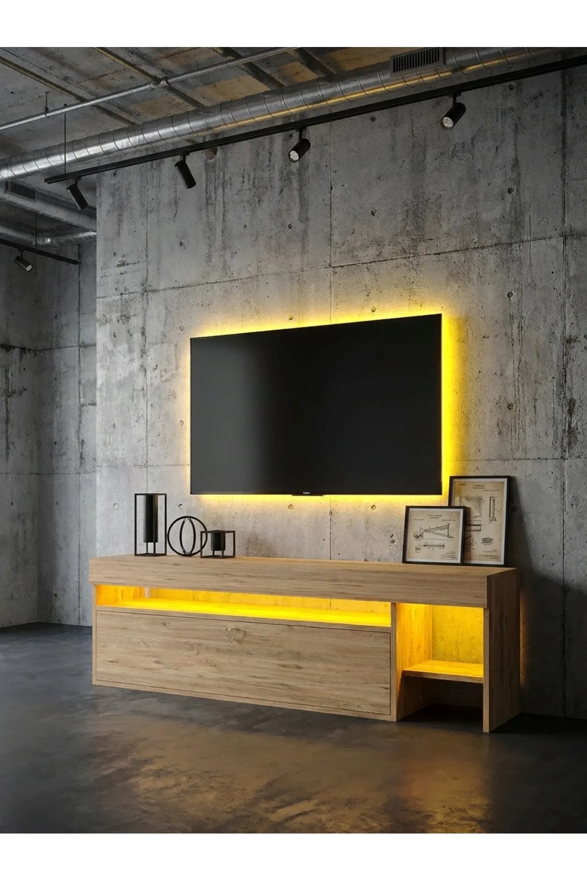 KARNAVAL LEDLİ TV ÜNİTESİ 150 cm Dolaplı Kapaklı Tv SehpasıATLANTİK L8205-6