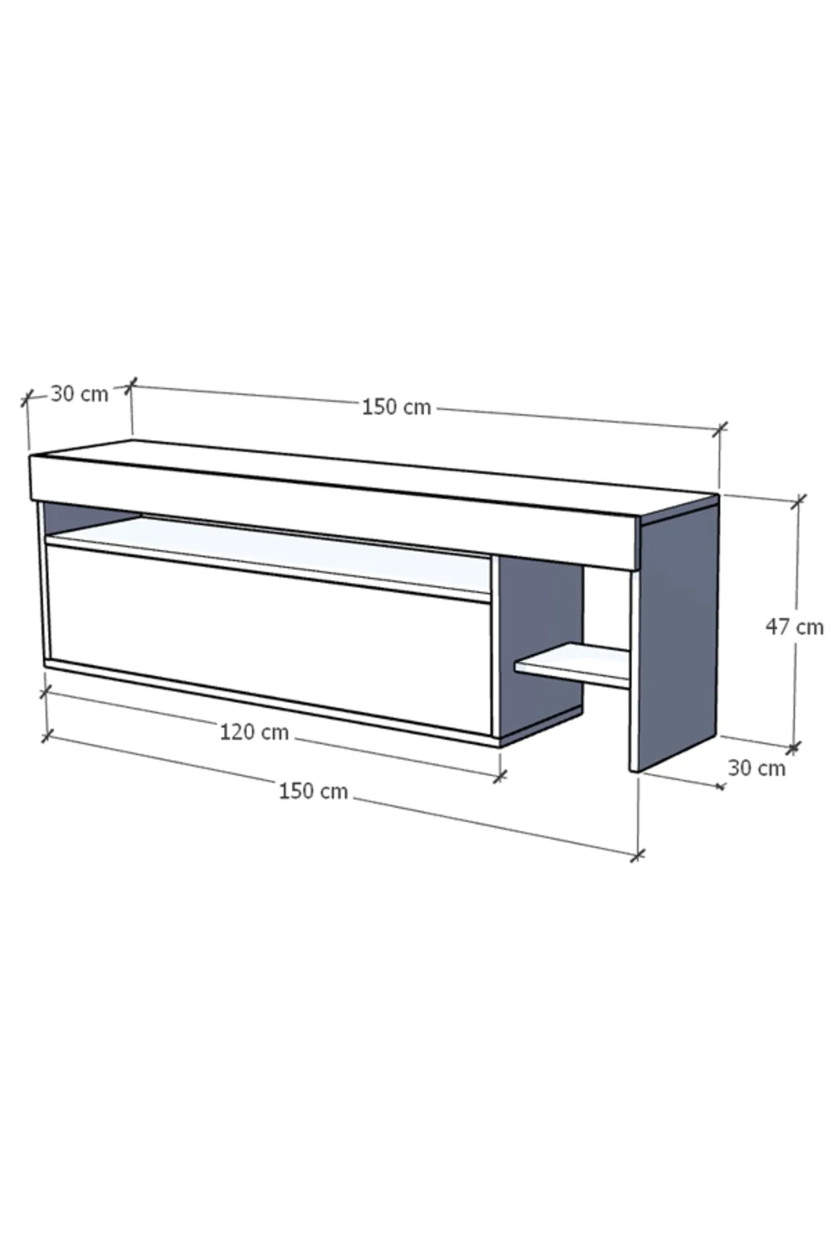 KARNAVAL LEDLİ TV ÜNİTESİ 150 cm Dolaplı Kapaklı Tv SehpasıATLANTİK L8205-6