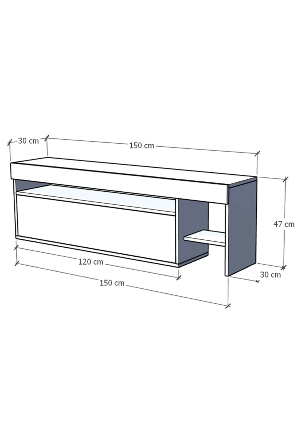 KARNAVAL LEDLİ TV ÜNİTESİ 150 cm Dolaplı Kapaklı Tv SehpasıCEVİZ L8205-2