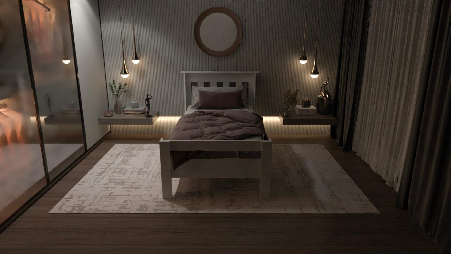 Ninnimo Still 100X200 Yatak Uyumlu Tek Kişilik Beyaz MDF Karyola MSTY-1