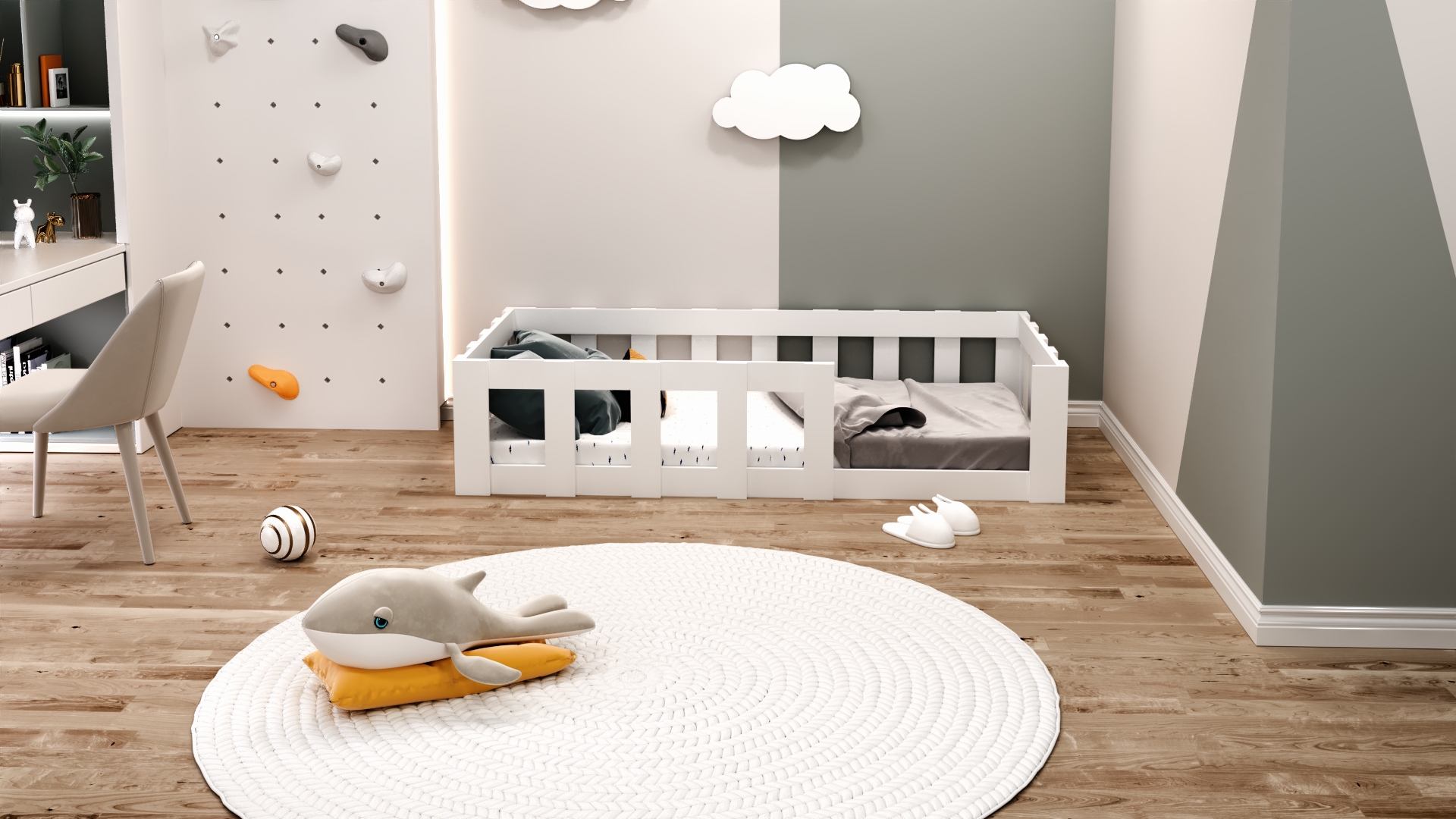Ninnimo 90x190 Yatak Uyumlu Beyaz MDF Montessori Karyola- MY10-1