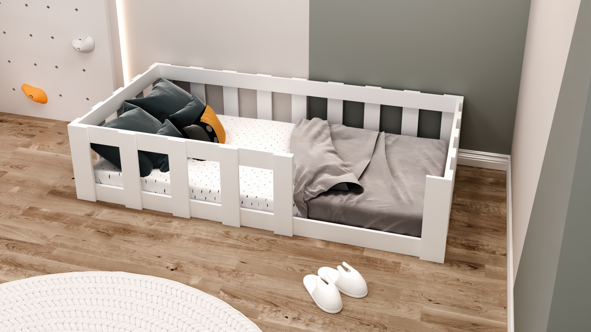 Ninnimo 90x190 Yatak Uyumlu Beyaz MDF Montessori Karyola- MY10-1