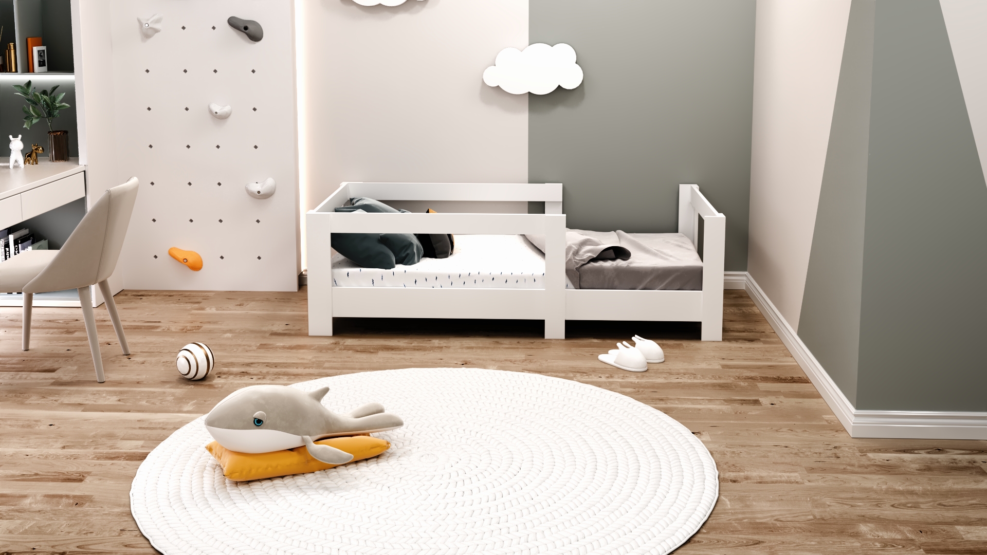 Ninnimo 90x190 Yatak Uyumlu Beyaz MDF Montessori Karyola- MY101-1