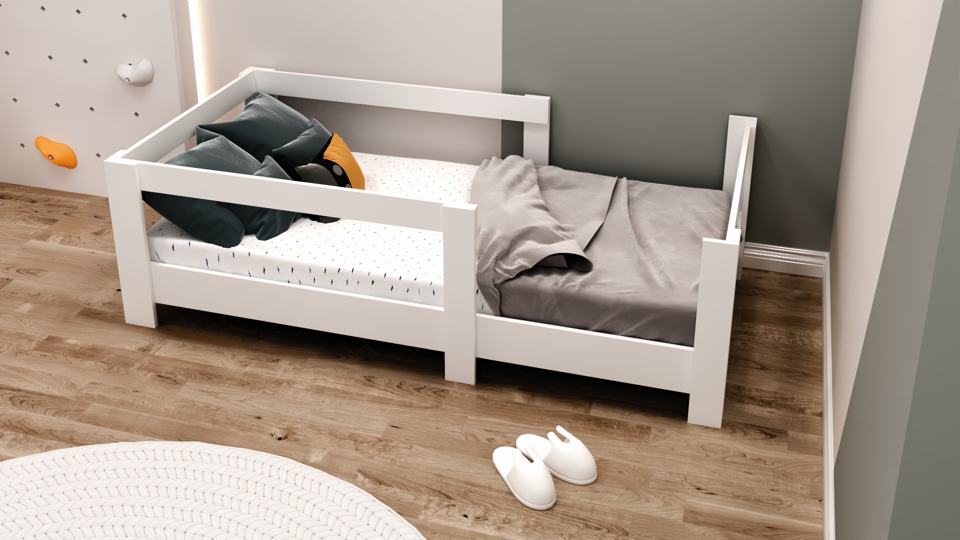 Ninnimo 90x190 Yatak Uyumlu Beyaz MDF Montessori Karyola- MY101-1