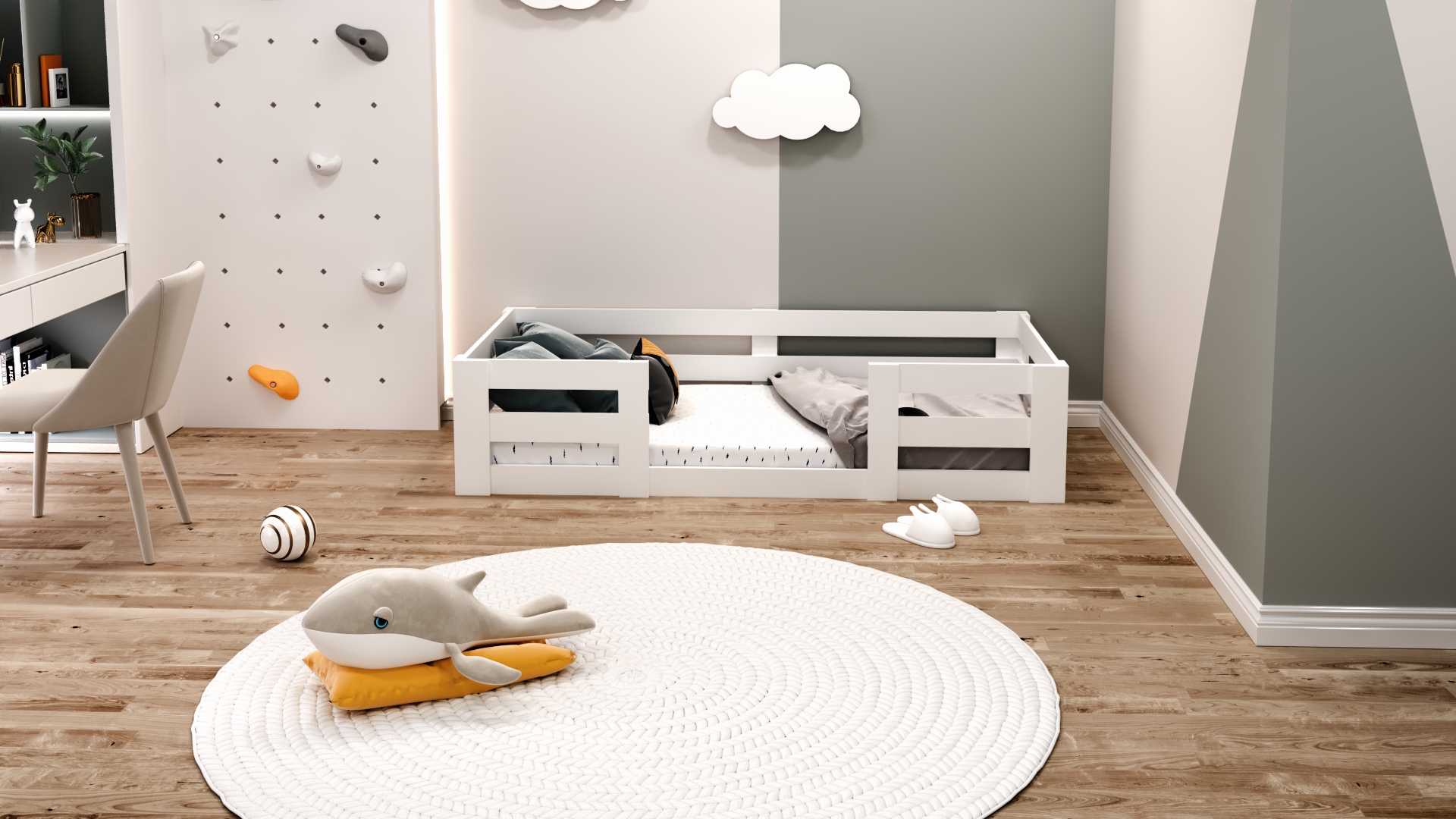 Ninnimo 90x190 Yatak Uyumlu Beyaz MDF Montessori Karyola- MY13-1
