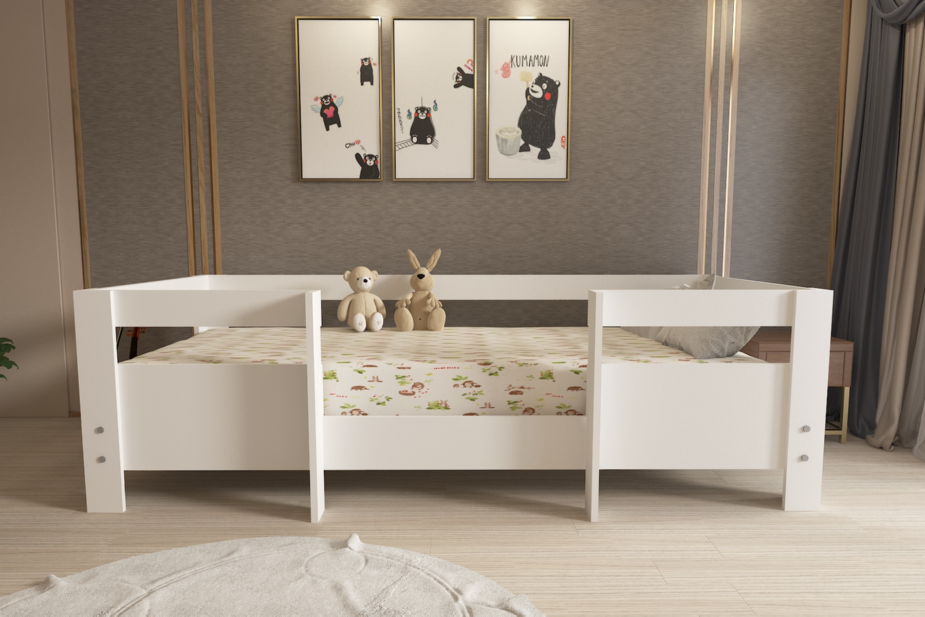 Ninnimo 90x190 Yatak Uyumlu Beyaz MDF Montessori Karyola- MM5-1