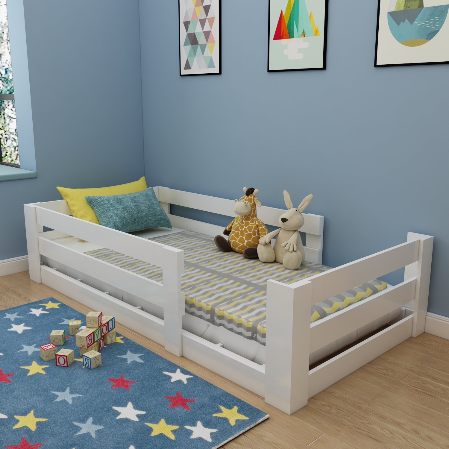 Ninnimo 90x190 Yatak Uyumlu Beyaz Çift Kapılı Montessori Karyola- MY20-1