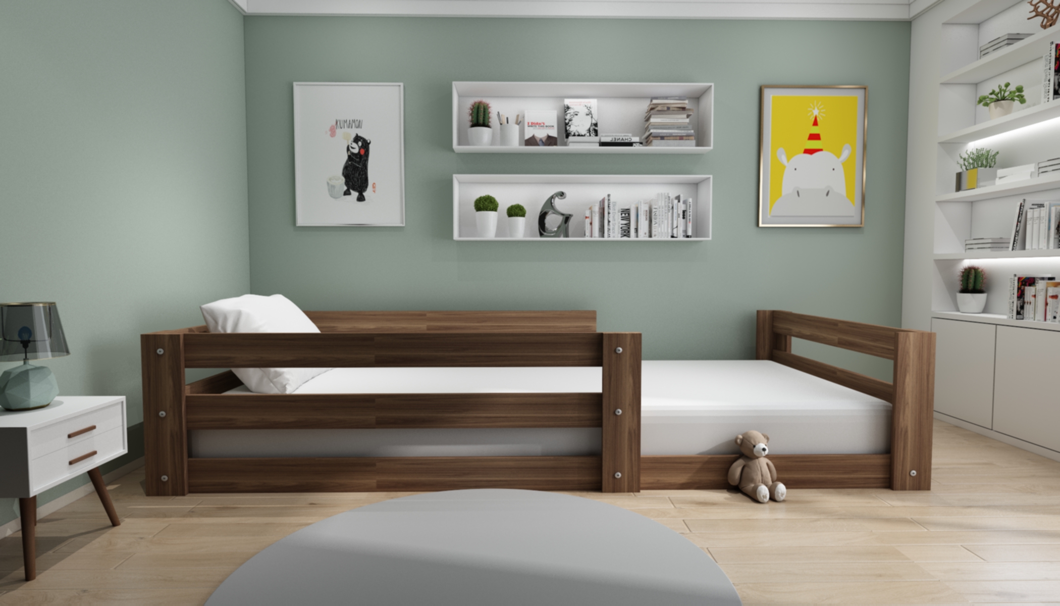 Montessori Ceviz Çocuk Karyolası 90x190 Yatak Uyumlu Y20