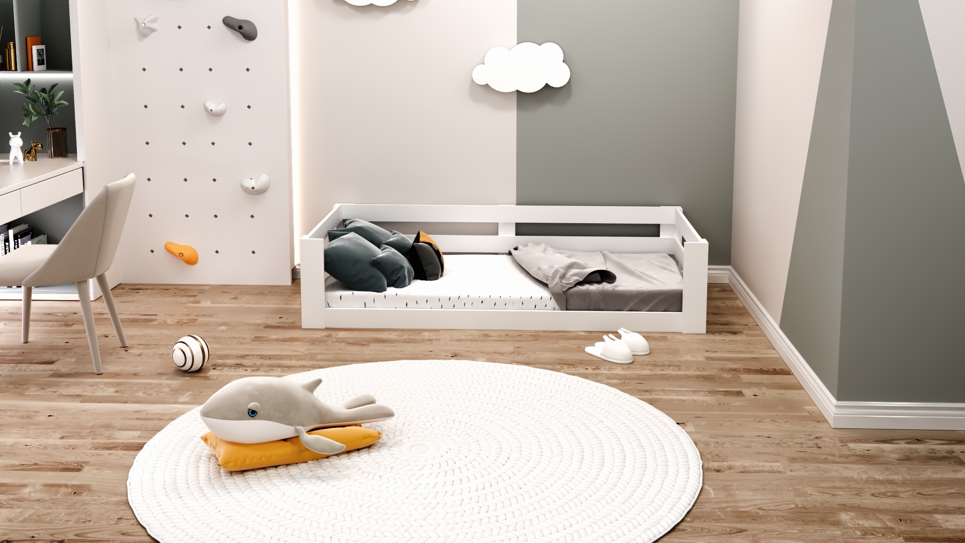 Ninnimo 90x190 Yatak Uyumlu Beyaz MDF Montessori Karyola- MY18-1