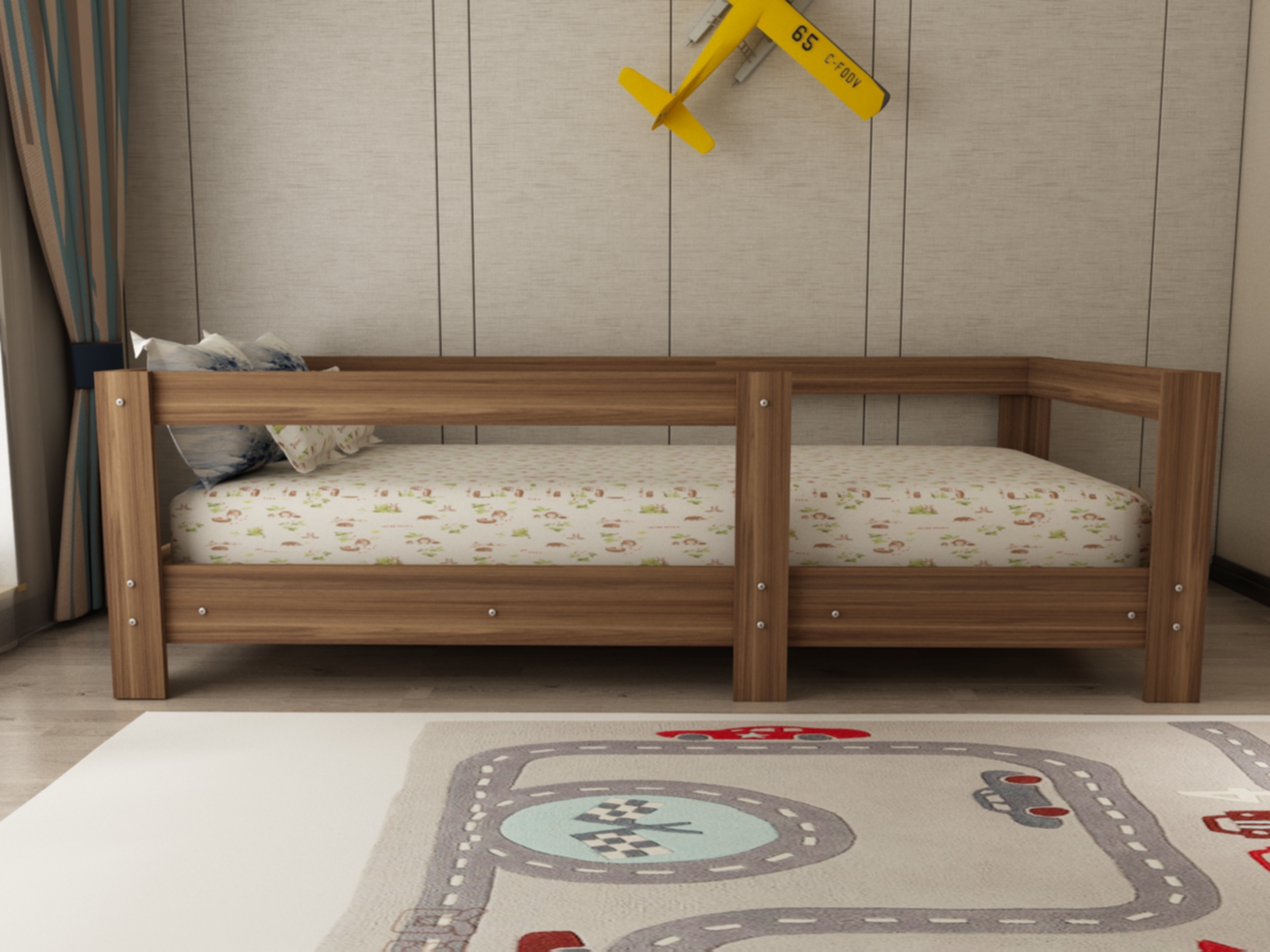 Montessori Ceviz Çocuk Karyolası 90x190 Yatak Uyumlu Y2