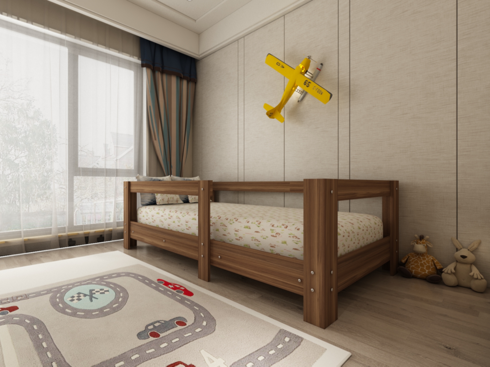 Montessori Ceviz Çocuk Karyolası 90x190 Yatak Uyumlu Y2
