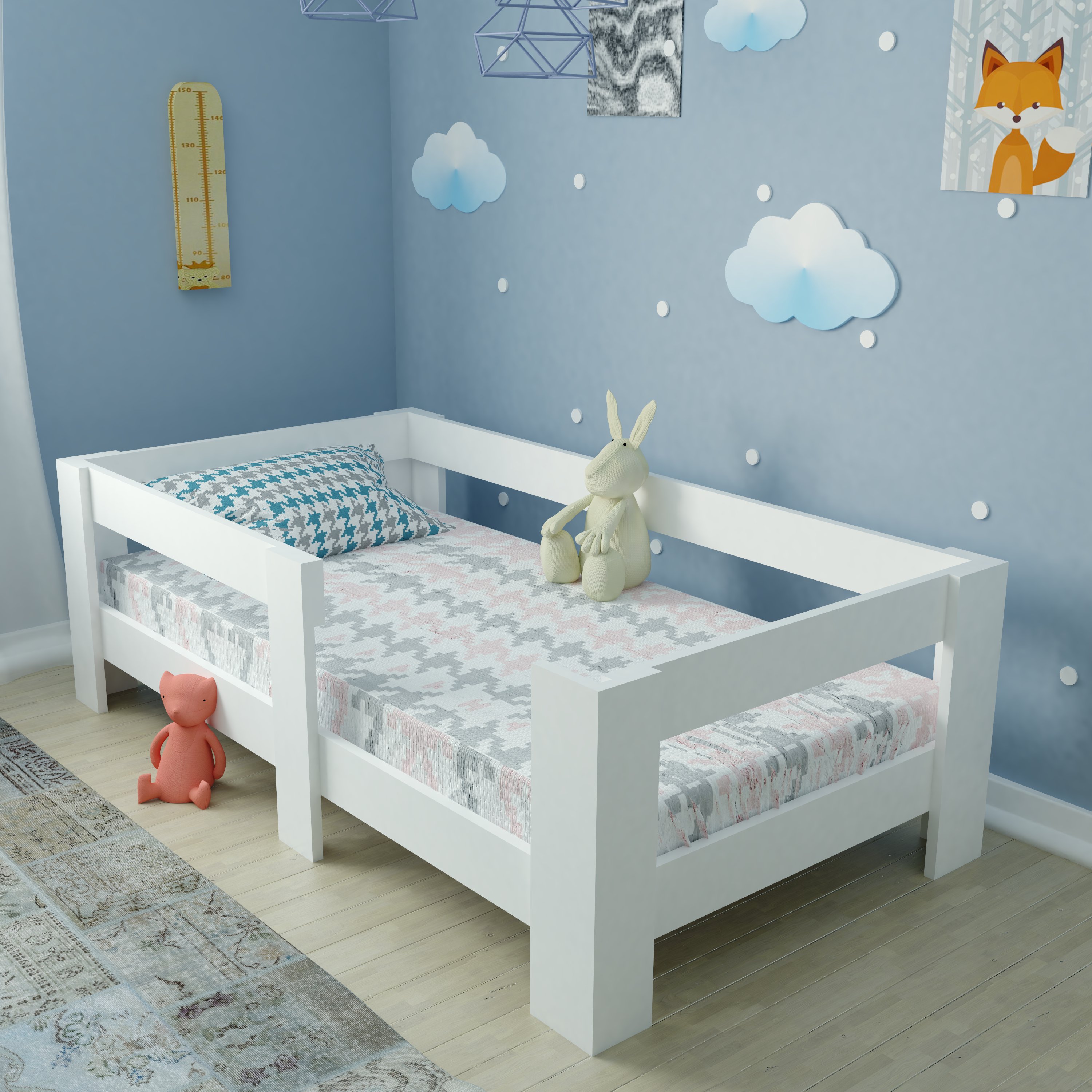 Ninnimo 70x140 Yatak Uyumlu Beyaz MDF Montessori Karyola- MY2 70X140-1