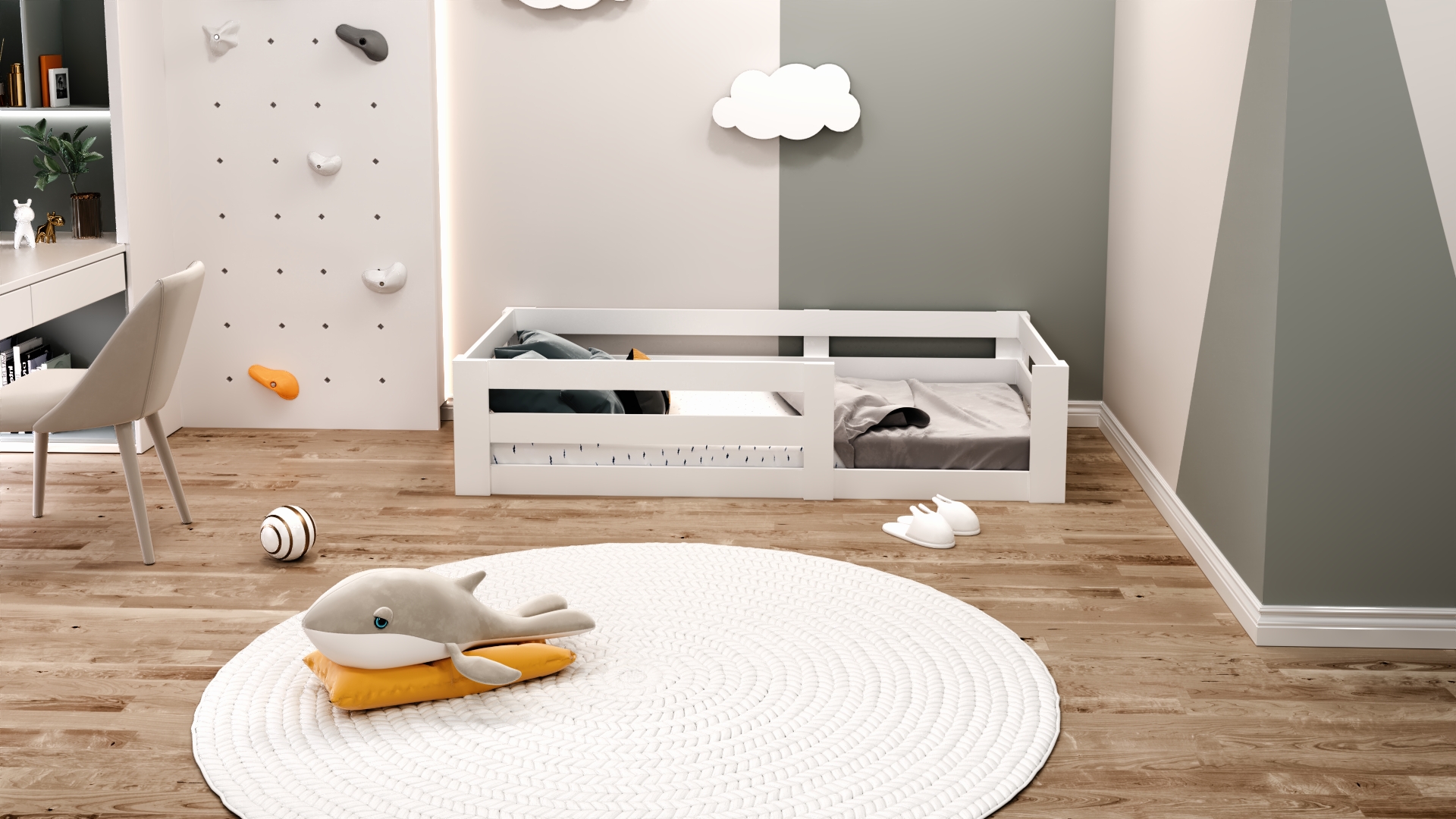 Ninnimo 90x190 Yatak Uyumlu Beyaz MDF Montessori Karyola- MY19-1