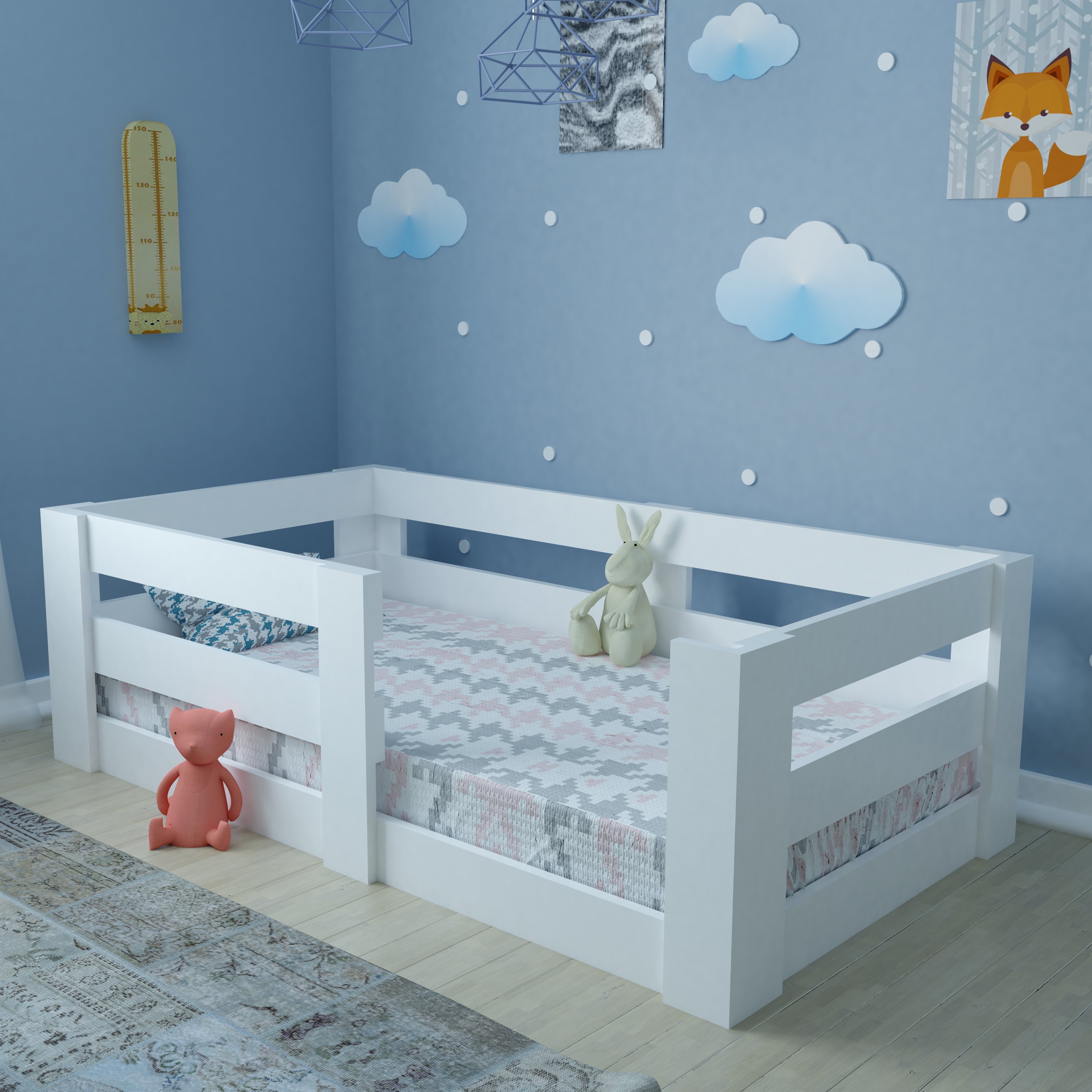 Ninnimo 70x130 Yatak Uyumlu Beyaz MDF Montessori Karyola- MY19 70X130-1
