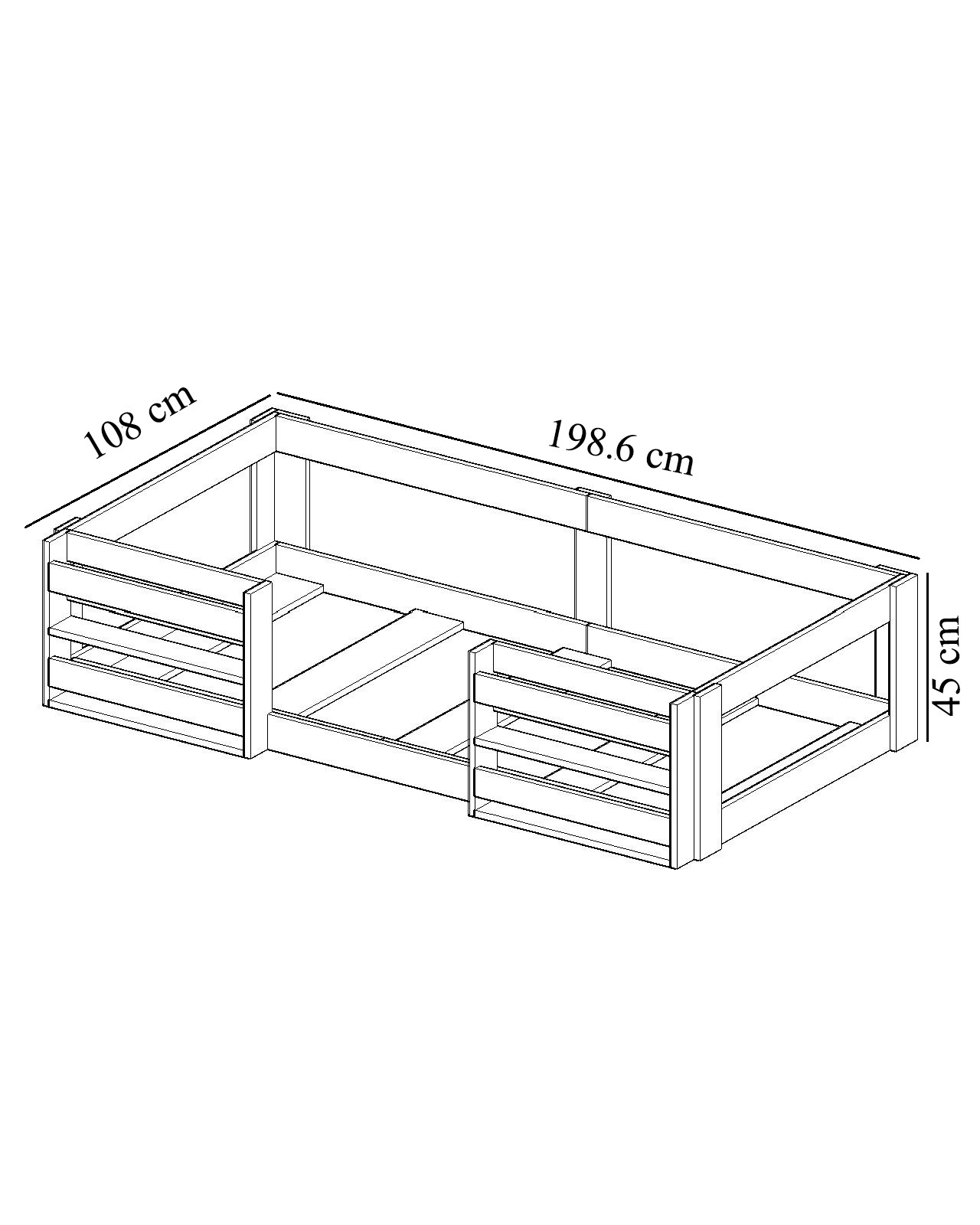 NİNNİMO LİNDA KİTAPLIKLI 90X190 YATAK UYUMLU AHŞAP KARYOLA