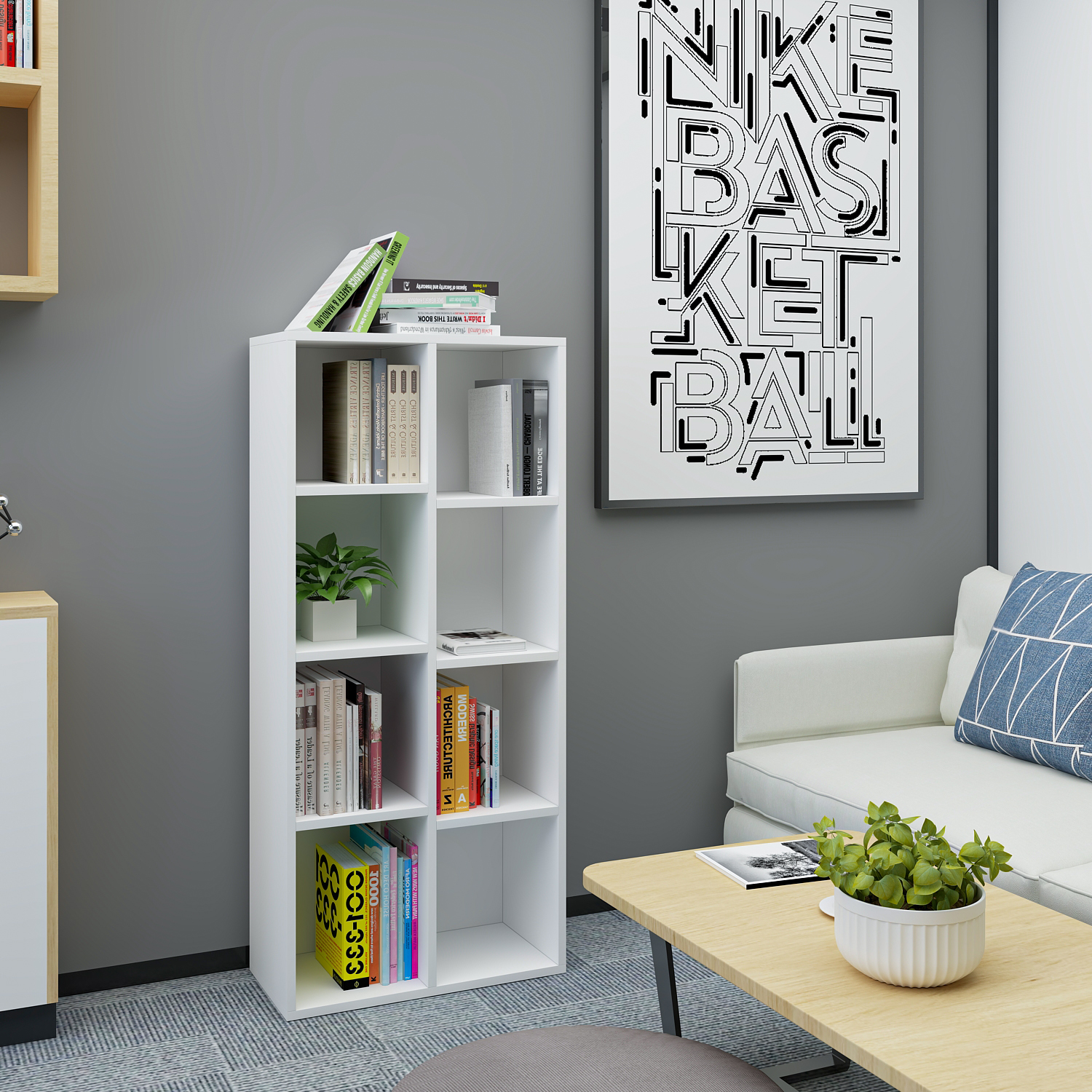 Mirror Beyaz MDF Kitaplık