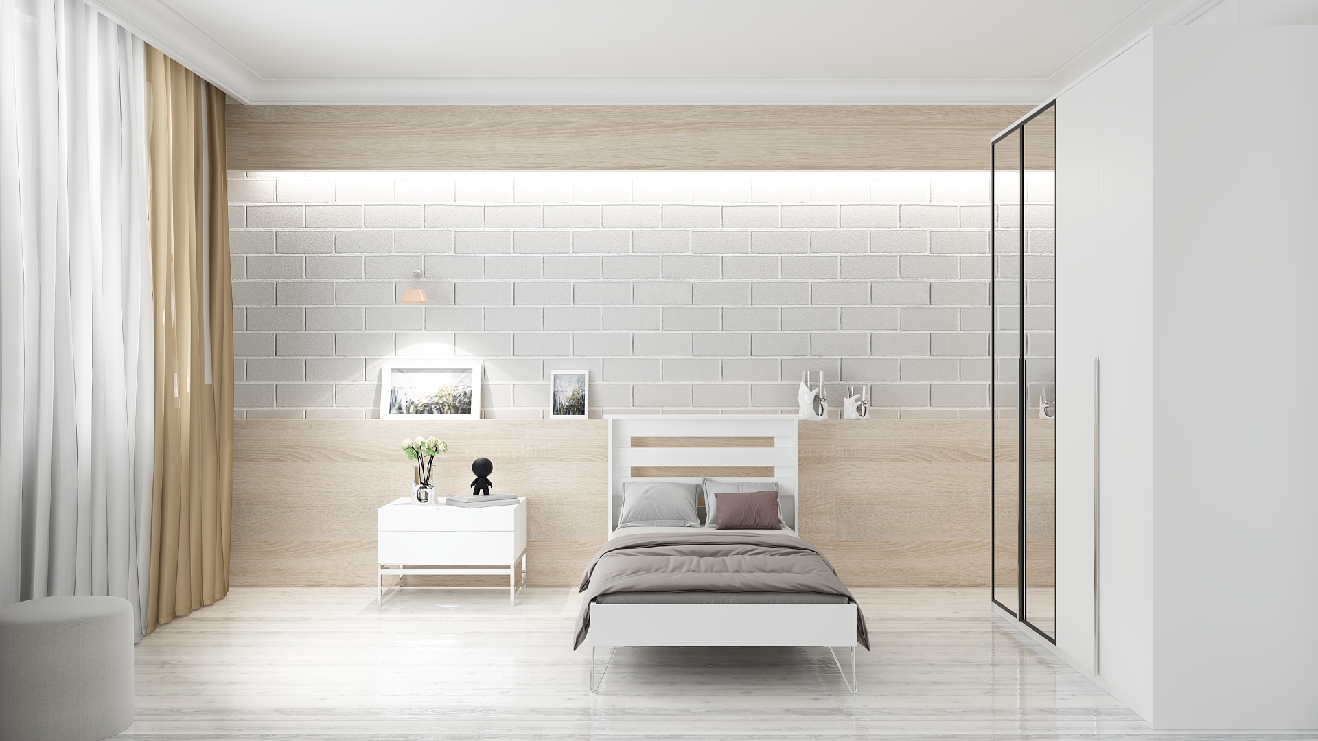 Murti 90X190 Tek Kişilik Yatak Beyaz Karyola Gümüş Ayak