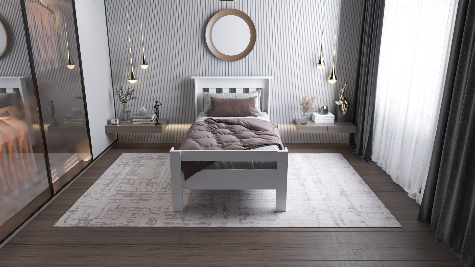 Ninnimo Still 100X200 Yatak Uyumlu Tek Kişilik Beyaz MDF Karyola MSTY-1