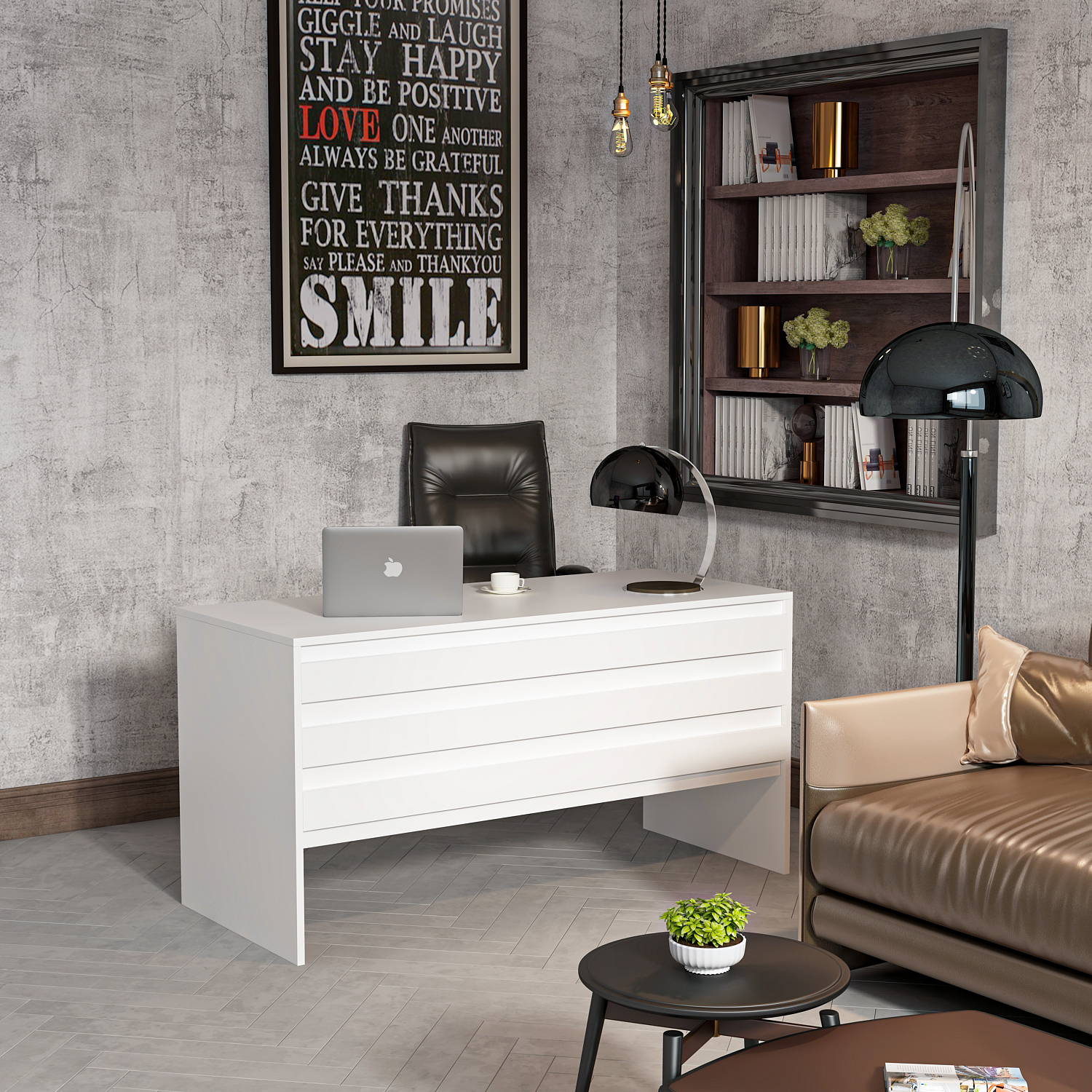 Jeff Çalışma Masası Concept Beyaz  60x120 Ofis Bilgisayar Masası