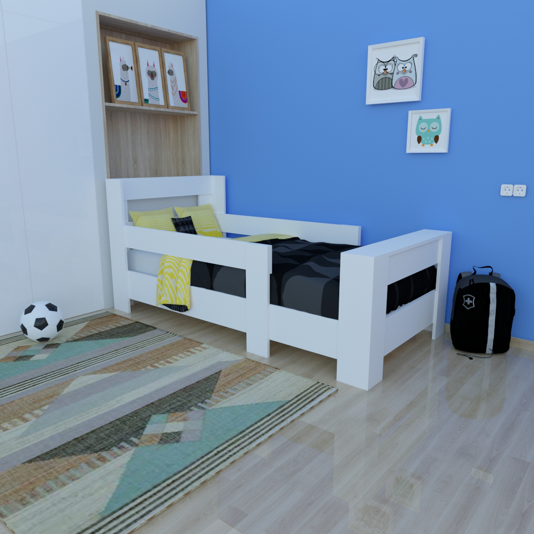 Ninnimo 90x190 Yatak Uyumlu Beyaz MDF Karyola- MY102-1