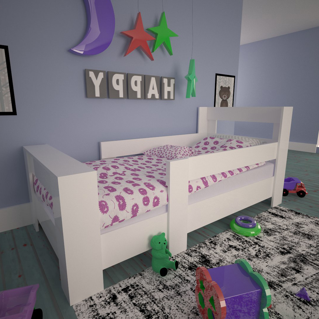 Ninnimo 90x190 Yatak Uyumlu Beyaz MDF Karyola- MY102-1