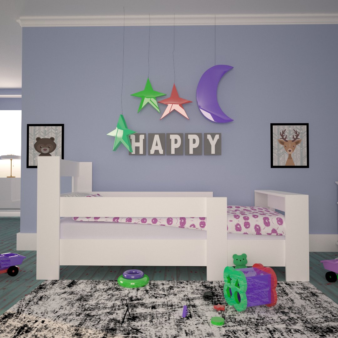 Ninnimo 90x190 Yatak Uyumlu Beyaz MDF Karyola- MY102-1
