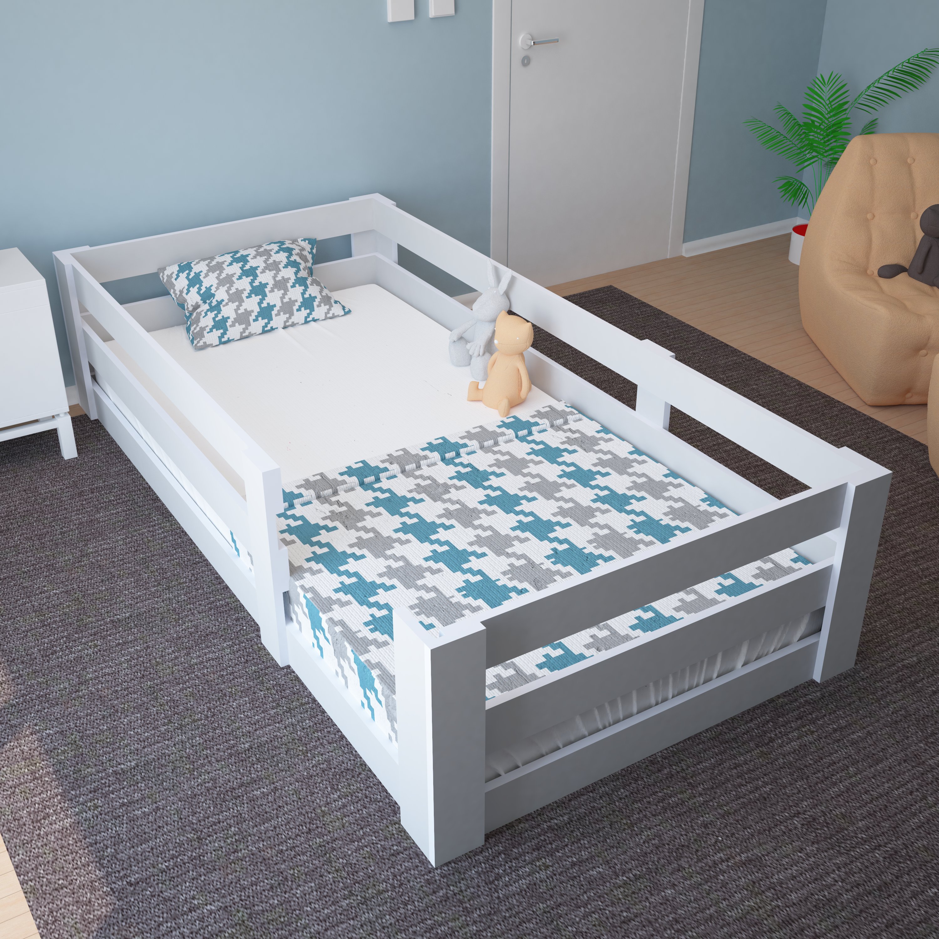 Ninnimo 100x200 Yatak Uyumlu Beyaz MDF Montessori Karyola- MY19 100x200 -1
