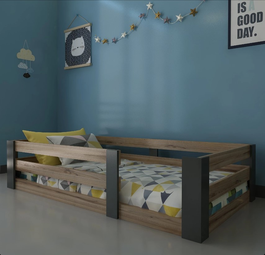 Ninnimo 90x190 Yatak Uyumlu Çırağan Antrasit Montessori Karyola- Y19-34