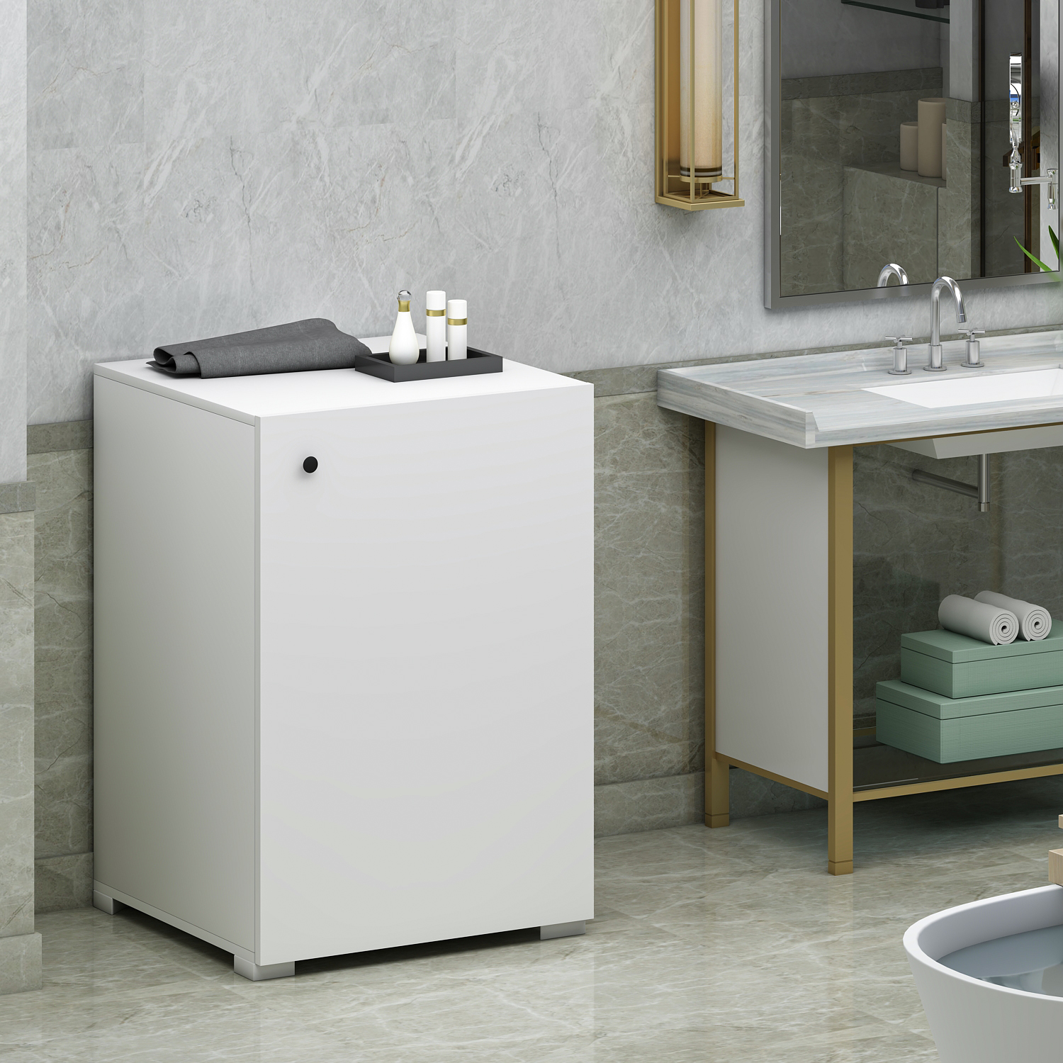 SLN Kurutma Makinesi Çamaşır Makinesi Dolabı Beyaz MDF