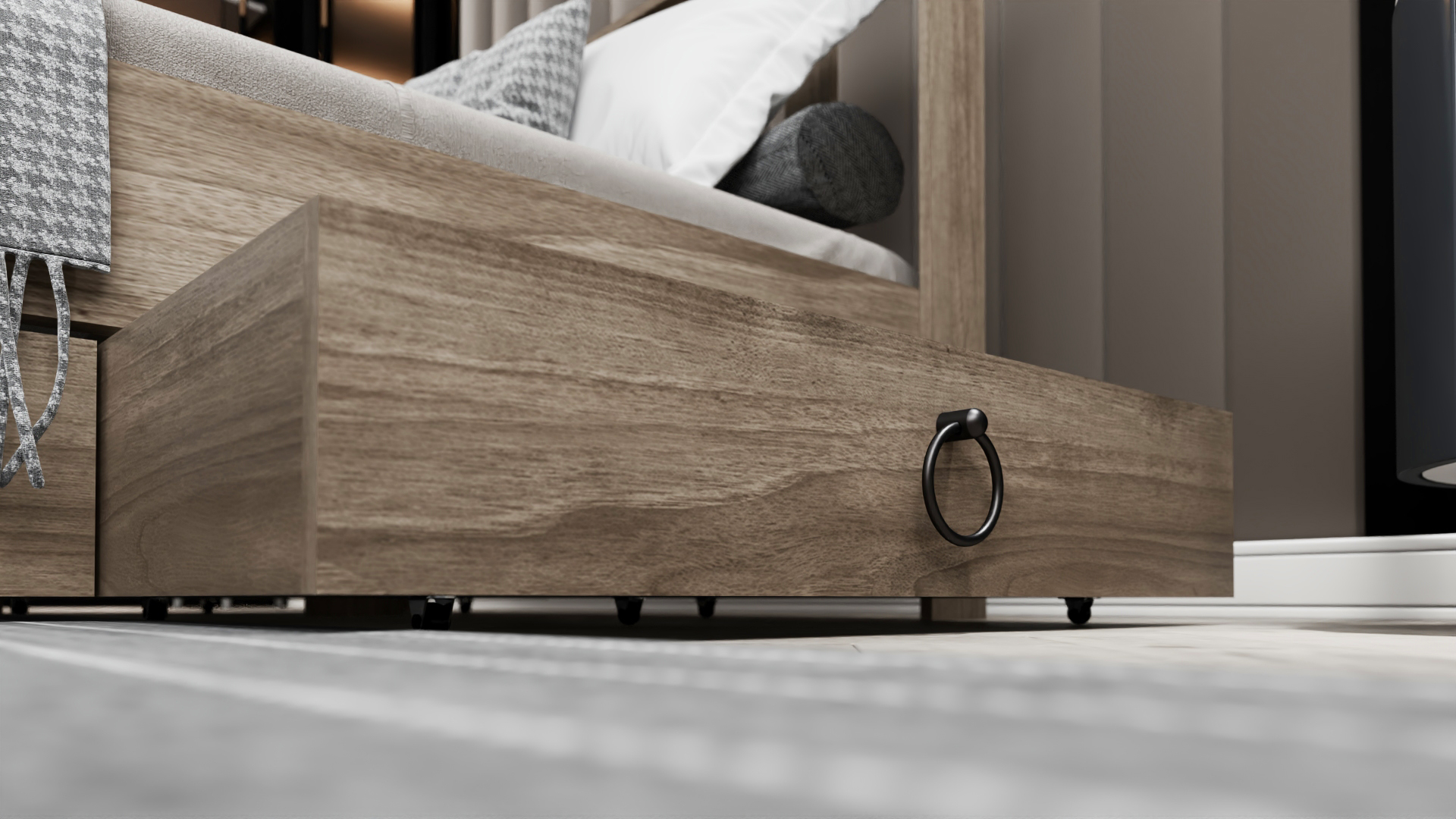 Ni̇nni̇mo Arya Çi̇ft Ki̇şi̇li̇k 160x200 Yatak Uyumlu Ceviz Çekmeceli̇ Karyola - AÇY-2