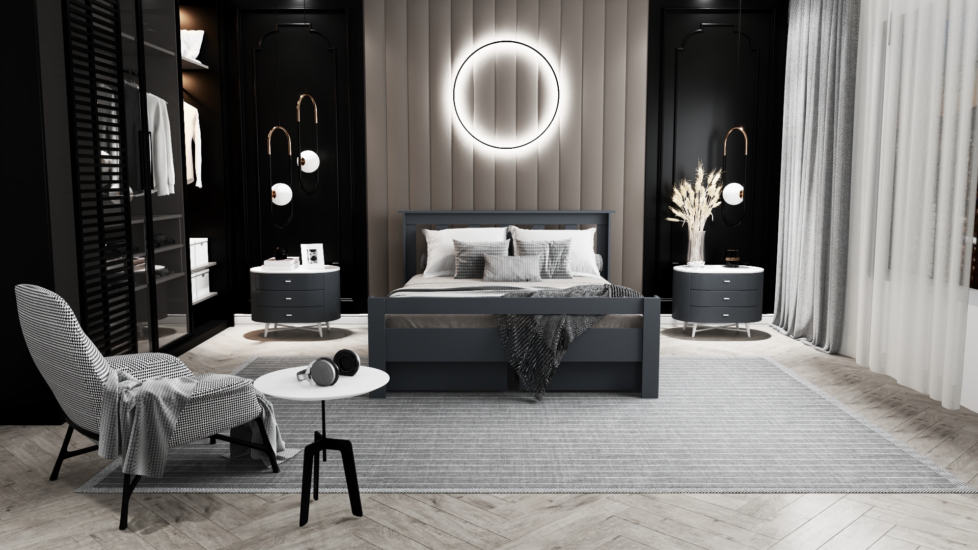 Ni̇nni̇mo Arya Çi̇ft Ki̇şi̇li̇k 160x200 Yatak Uyumlu Antrasit Çekmeceli̇ Karyola - AÇY-4