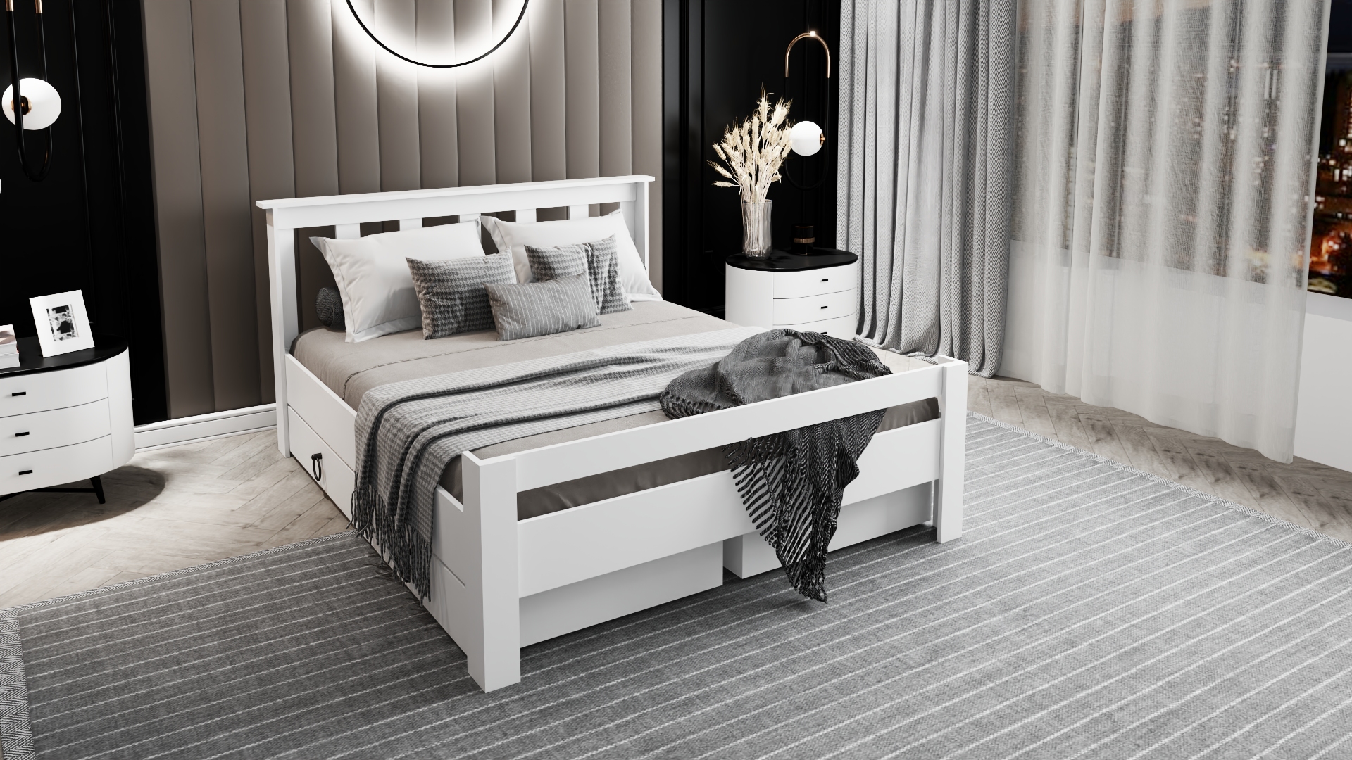 Ni̇nni̇mo Arya Çi̇ft Ki̇şi̇li̇k 160x200 Yatak Uyumlu Beyaz MDF Çekmeceli̇ Karyola - MAÇY-1