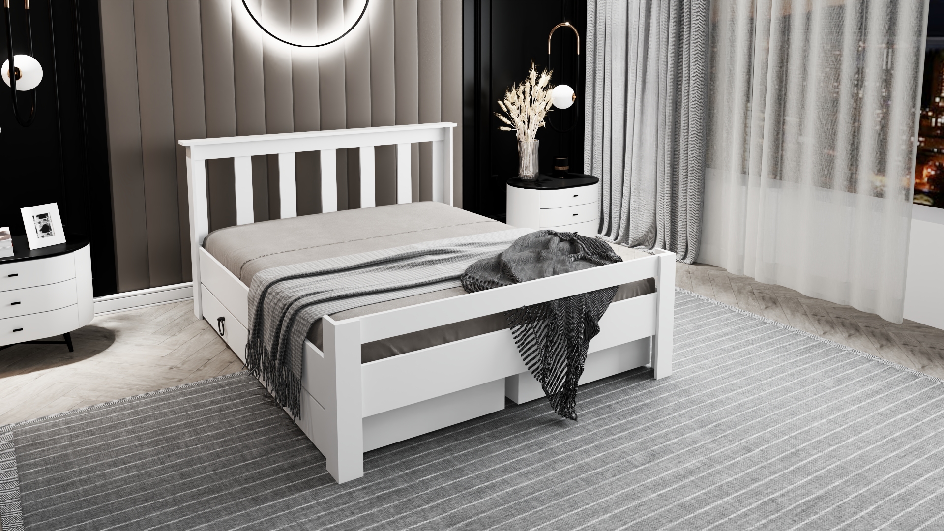 Ni̇nni̇mo Arya Çi̇ft Ki̇şi̇li̇k 160x200 Yatak Uyumlu Beyaz MDF Çekmeceli̇ Karyola - MAÇY-1