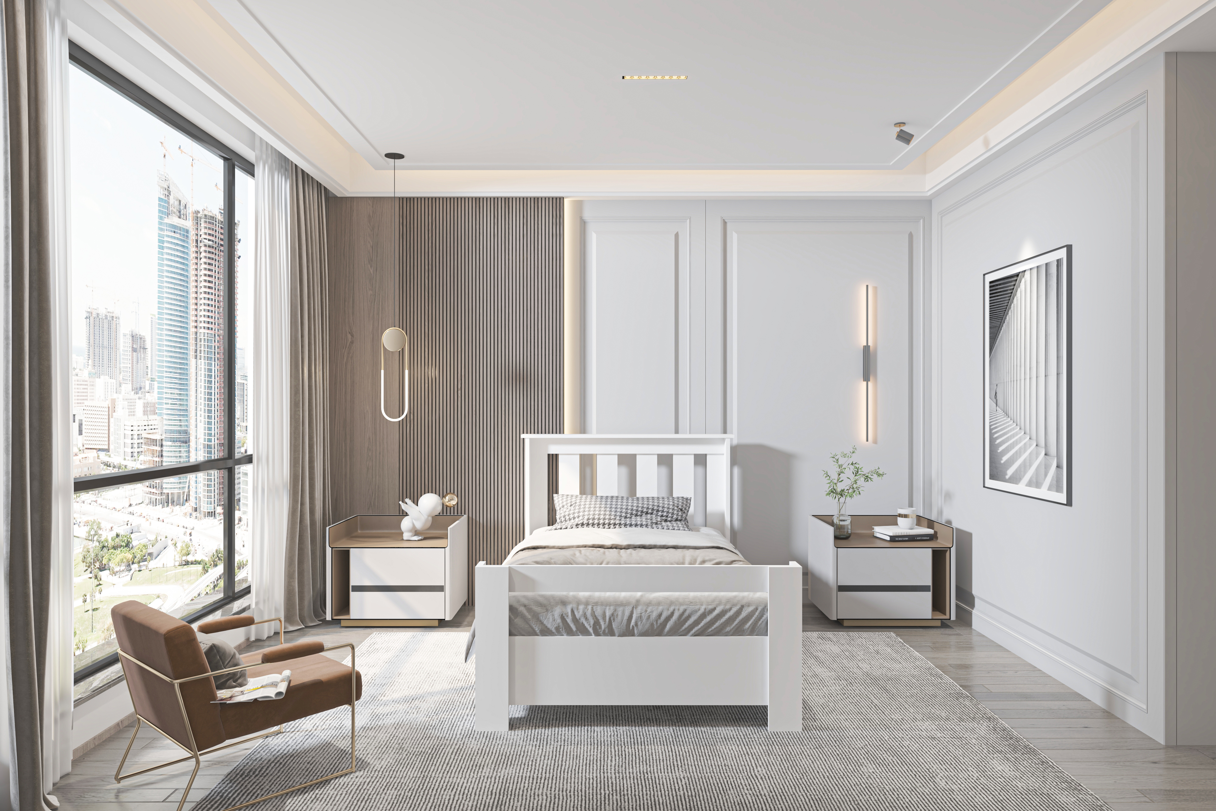 Alesta 90x190 Yatak Uyumlu Tek Kişilik Bazalı Beyaz MDF Karyola