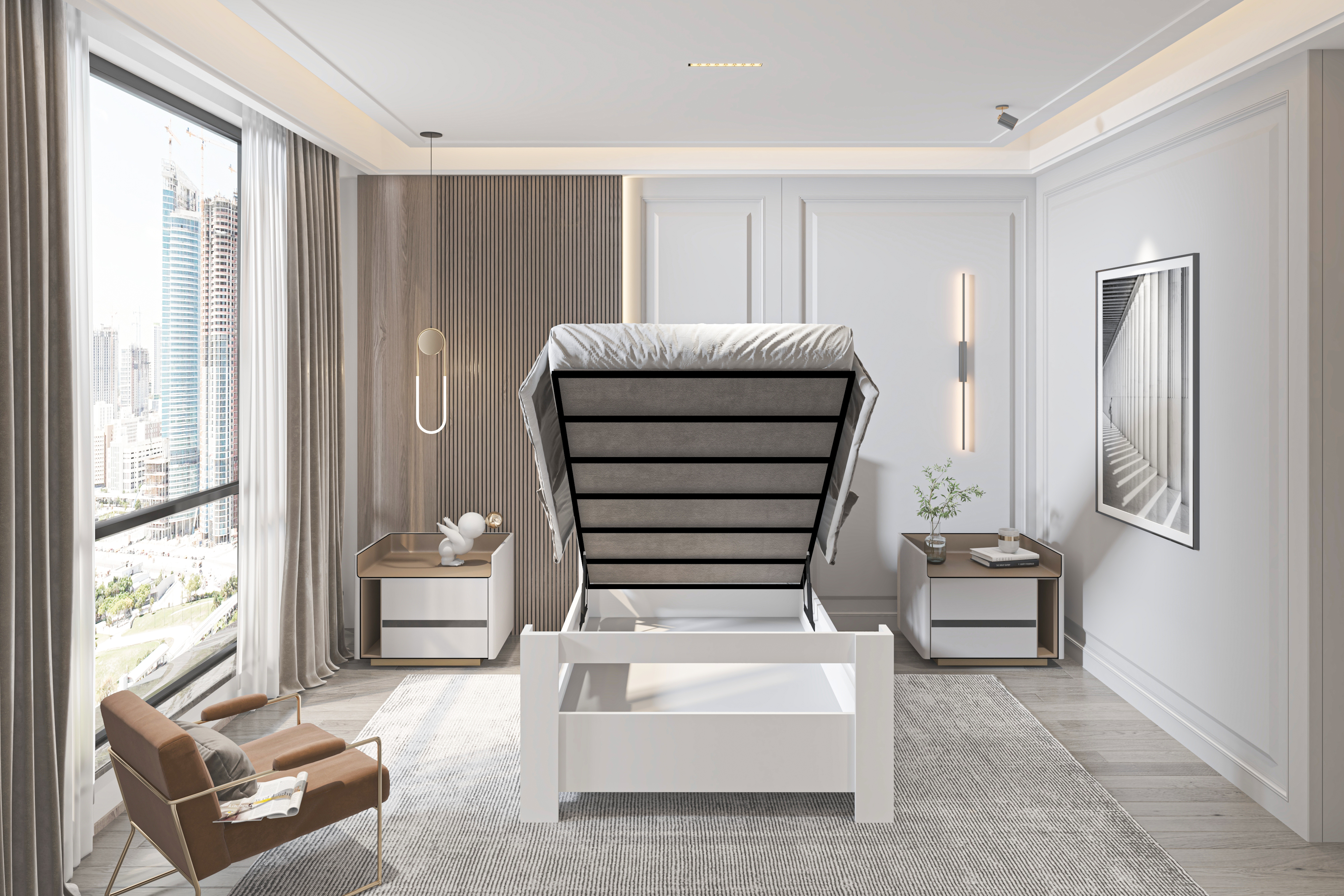 Alesta 90x200 Yatak Uyumlu Tek Kişilik Bazalı Beyaz MDF Karyola&nbsp;