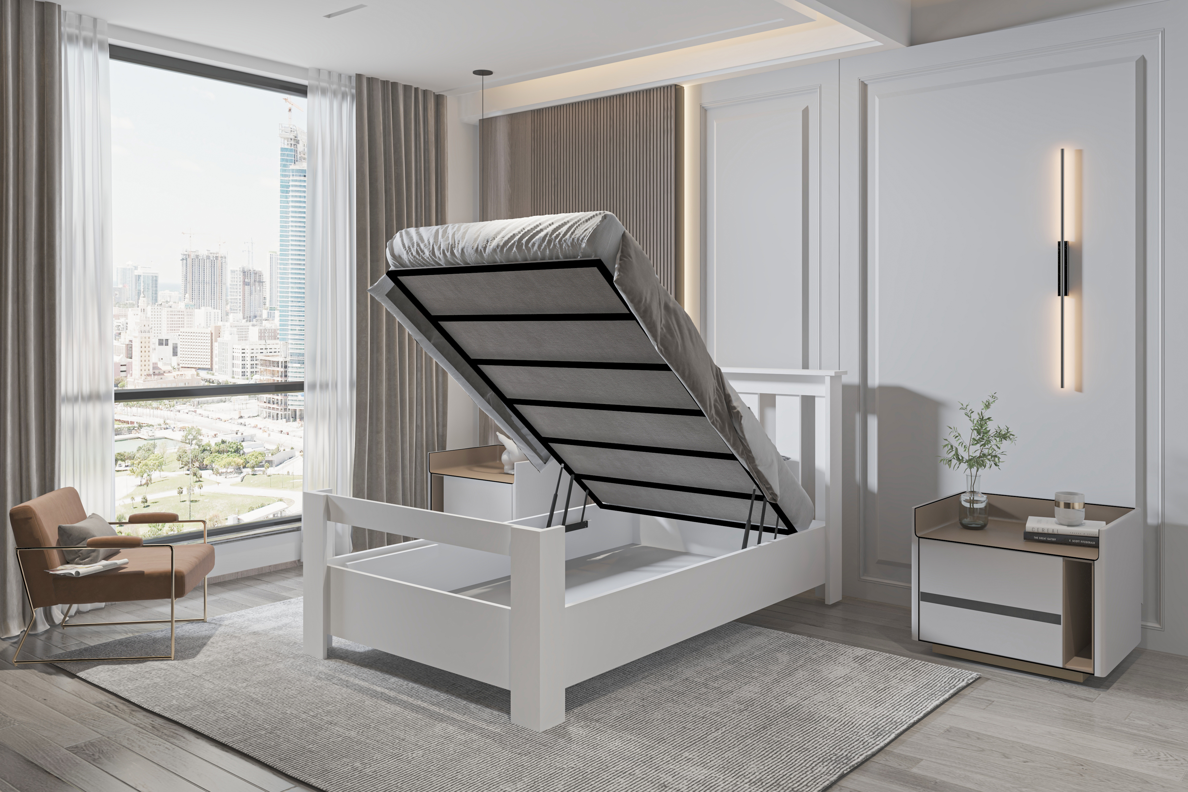 Alesta 90x200 Yatak Uyumlu Tek Kişilik Bazalı Beyaz MDF Karyola&nbsp;