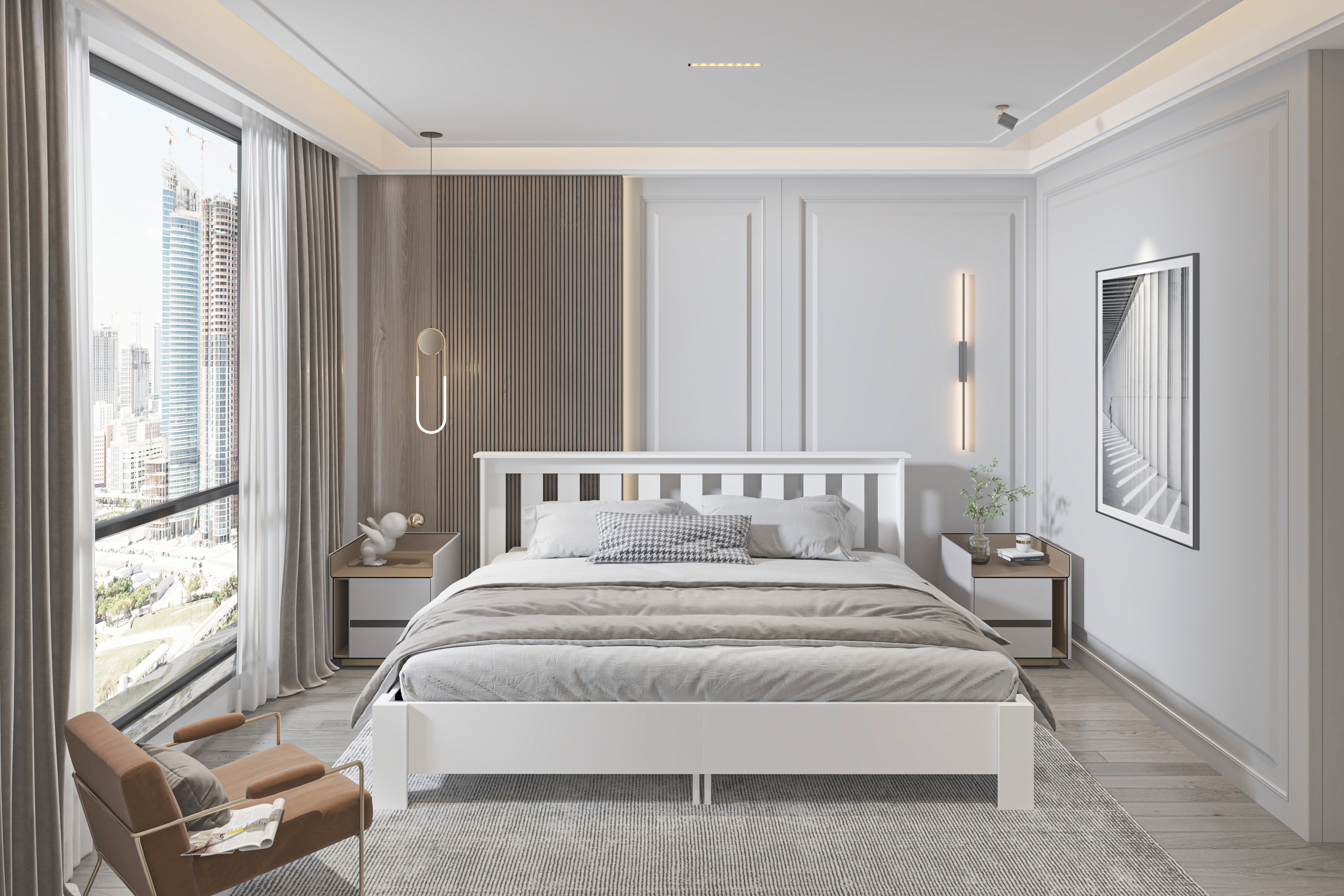 Altay 180x200 Yatak Uyumlu Çift Kişilik Bazalı Beyaz MDF Karyola