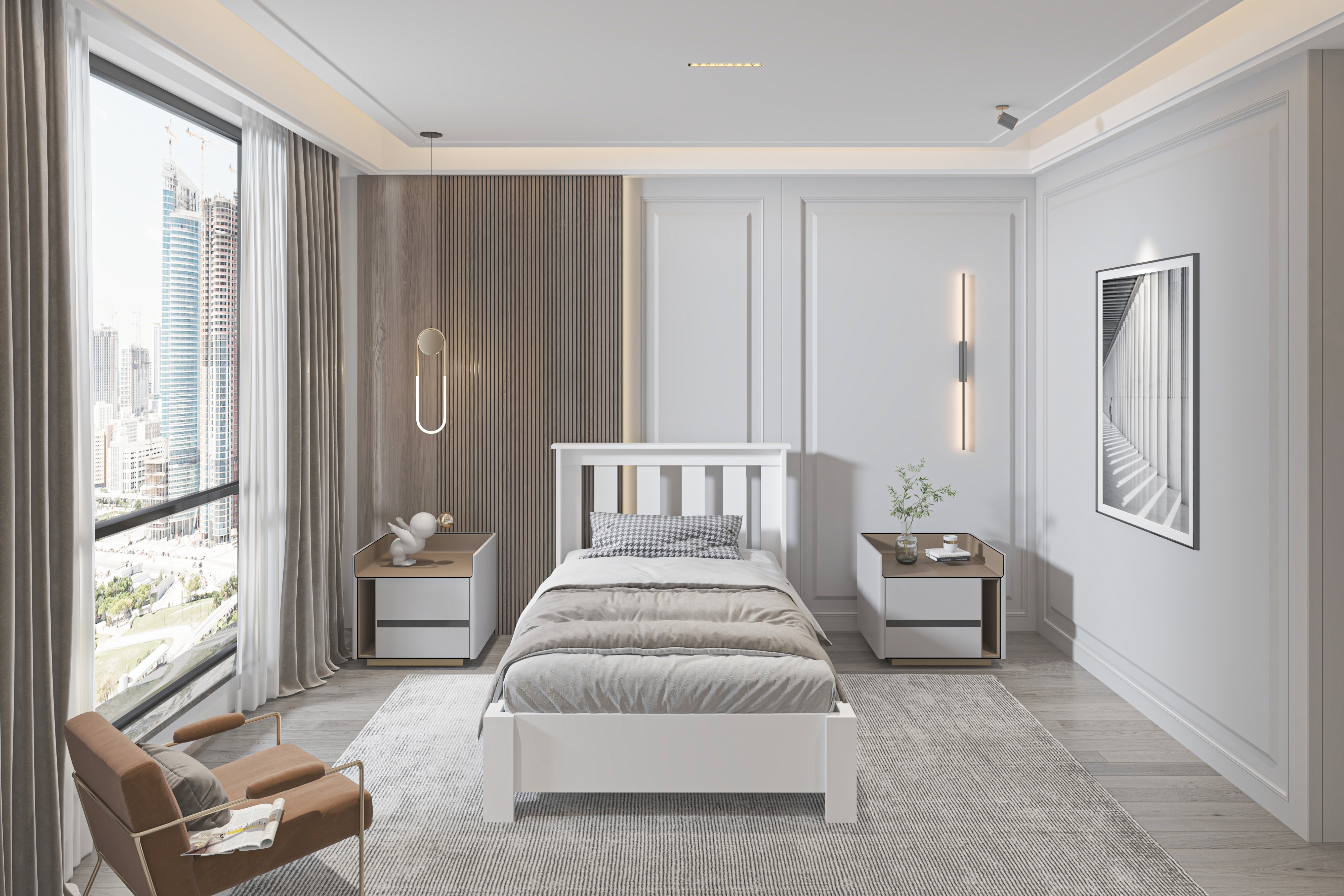 Altay 90x190 Yatak Uyumlu Tek Kişilik Bazalı Beyaz MDF Karyola