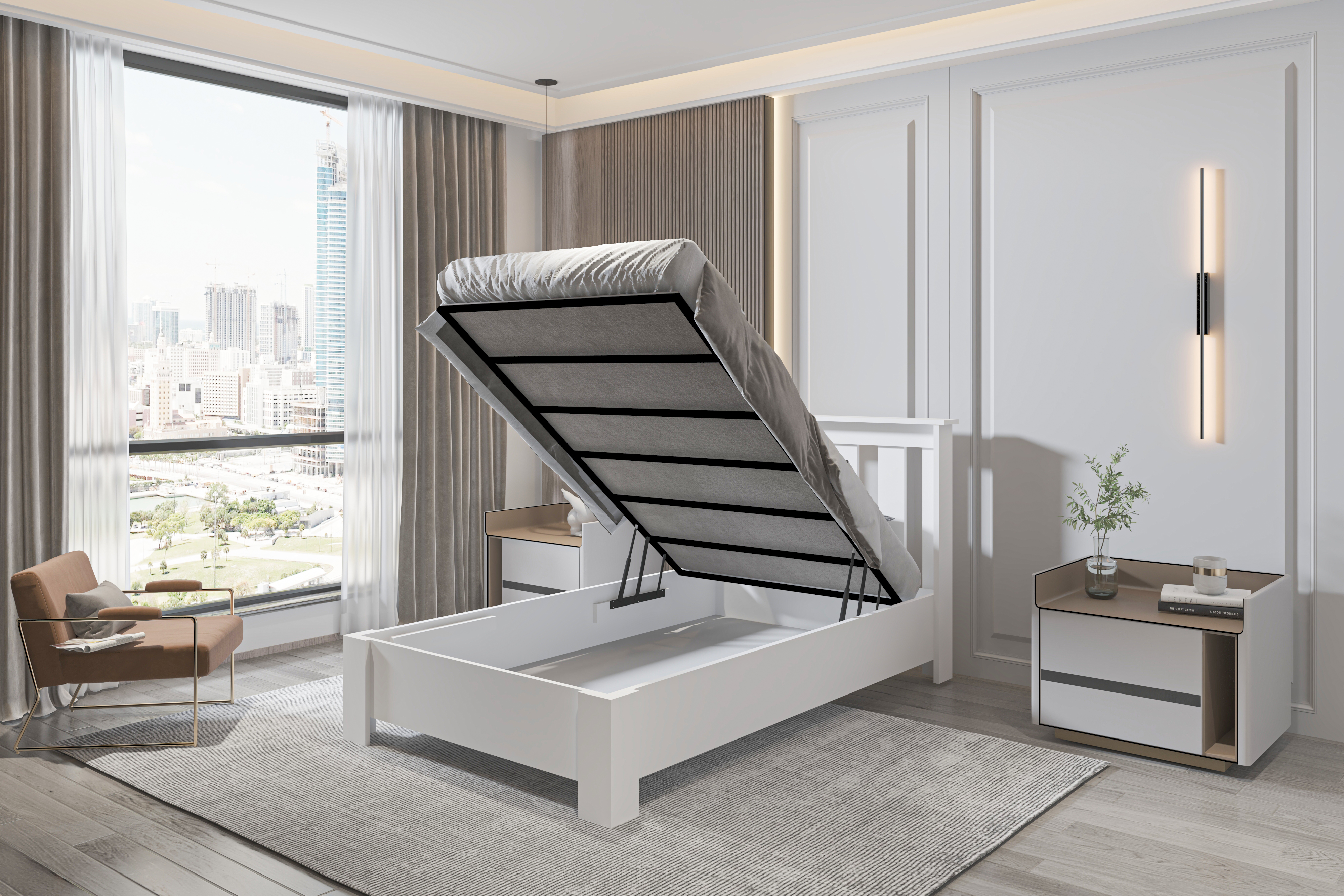 Altay 90x190 Yatak Uyumlu Tek Kişilik Bazalı Beyaz MDF Karyola