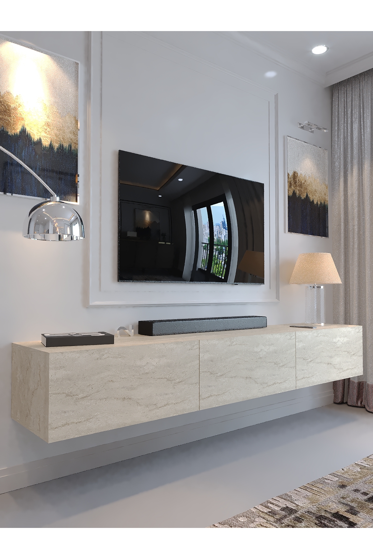 KARNAVAL DUVARA MONTE TV ÜNİTESİ - DM1001-8 TRAVERTEN