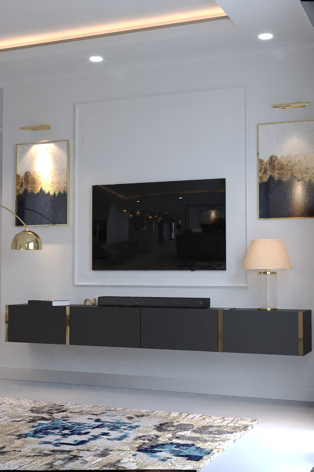 KARNAVAL 240 CM DUVARA MONTE TV SEHPASI - GDM-1002-4 ANTRASİT GOLD