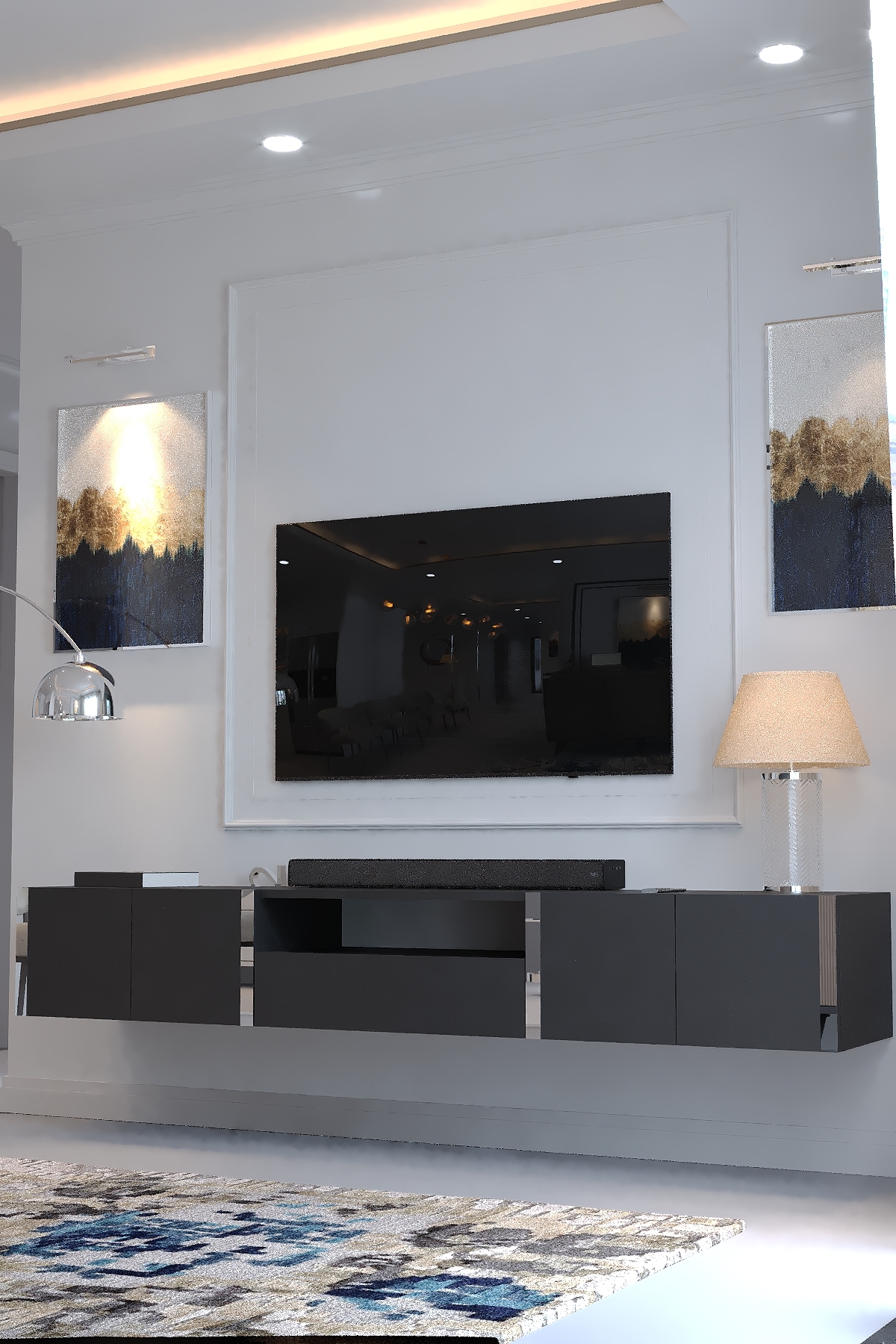 KARNAVAL DUVARA MONTE TV ÜNİTESİ - SDM-1008-4 ANTRASİT GOLD