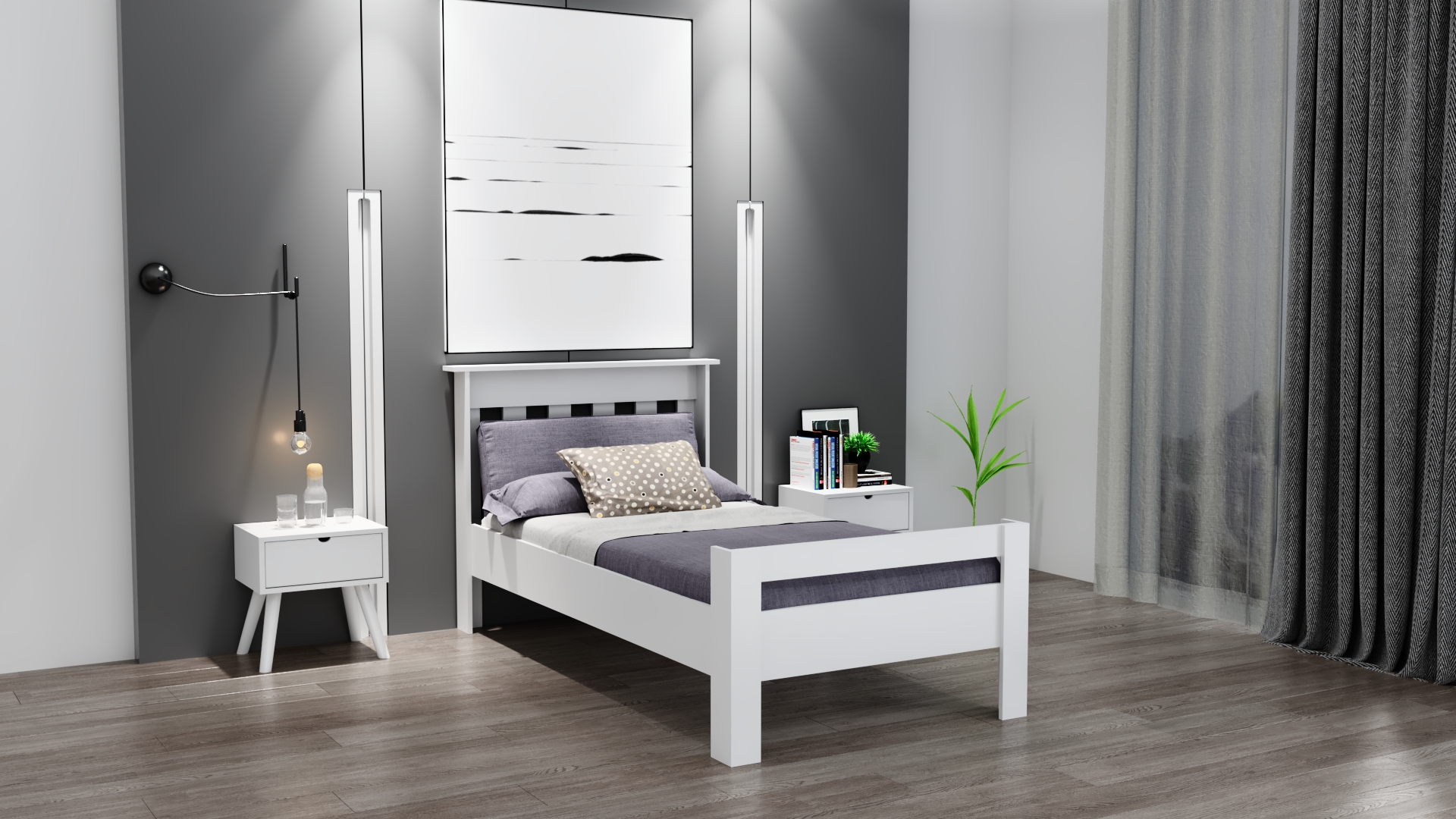 Ninnimo Still 120X200 Yatak Uyumlu Tek Kişilik Beyaz MDF Karyola MSTY-120X200