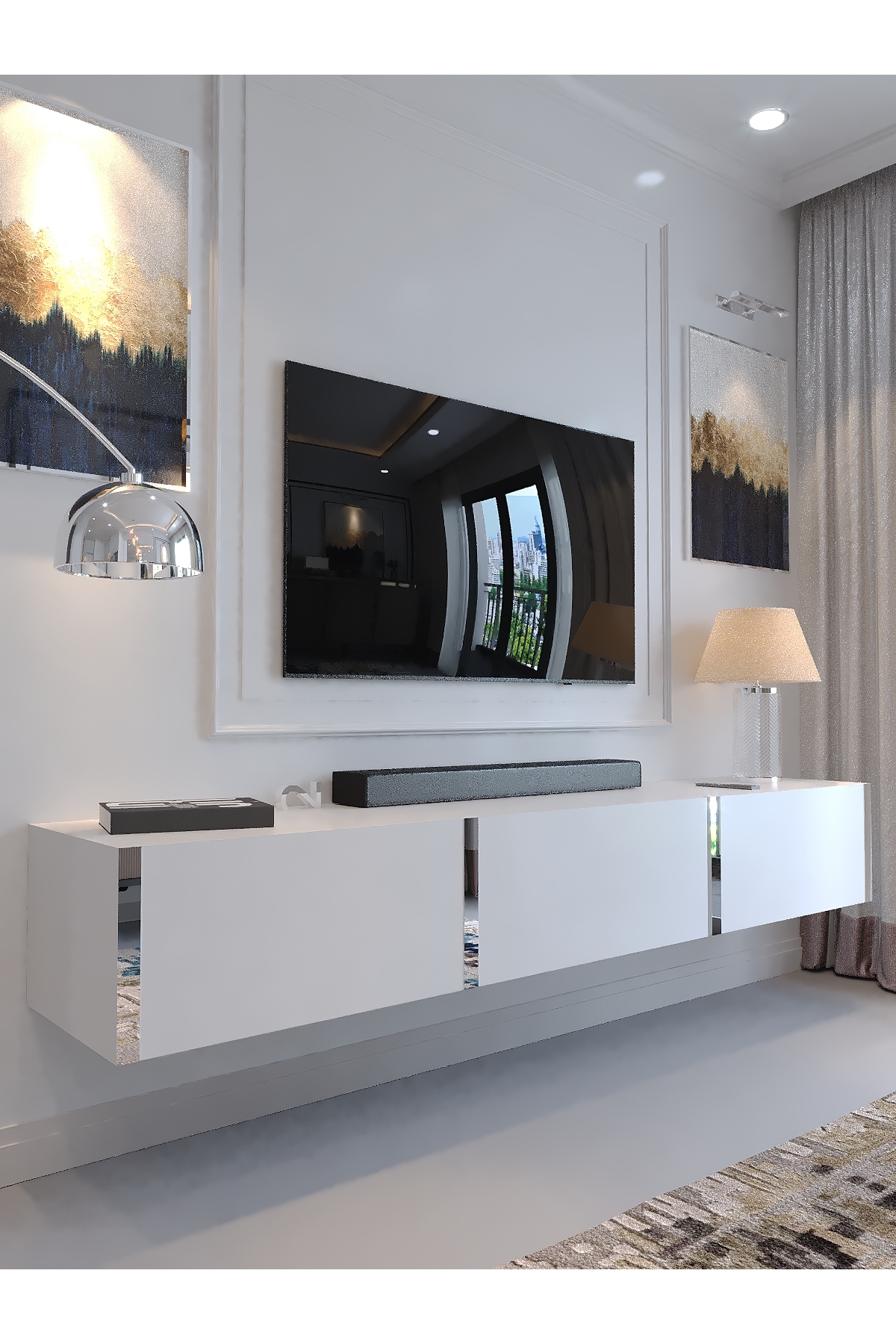 KARNAVAL DUVARA MONTE TV ÜNİTESİ - SDM-1001-1 BEYAZ GOLD