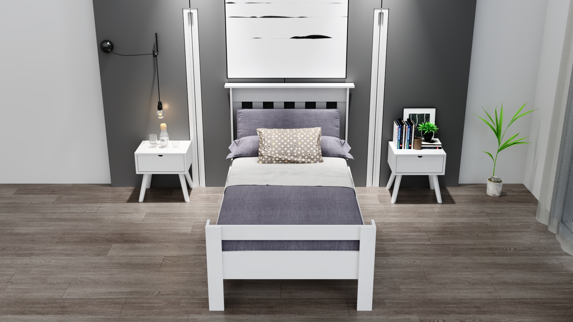 Ninnimo Still 120X200 Yatak Uyumlu Tek Kişilik Beyaz MDF Karyola MSTY-120X200