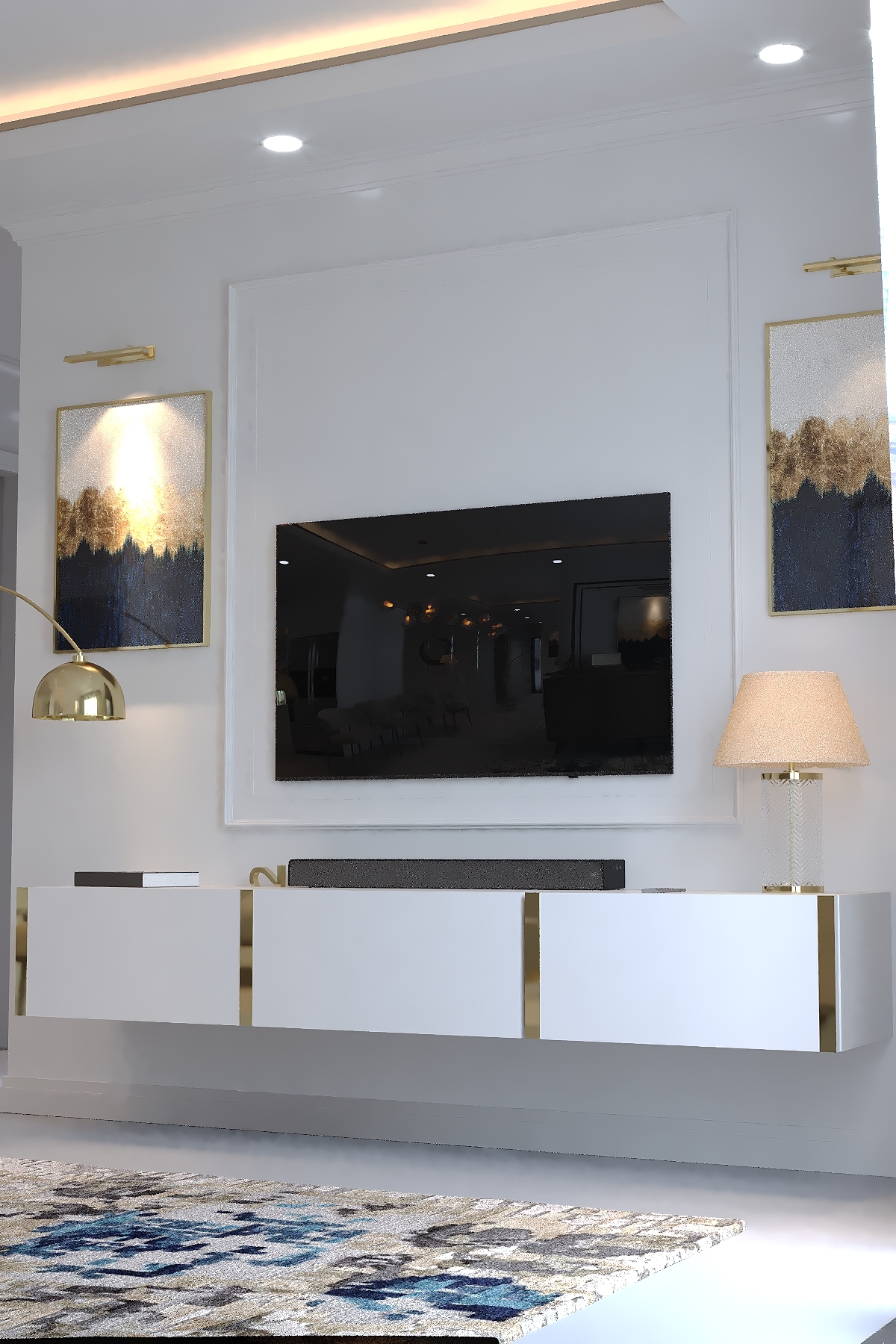 KARNAVAL DUVARA MONTE TV ÜNİTESİ - GDM-1001-1 BEYAZ GOLD