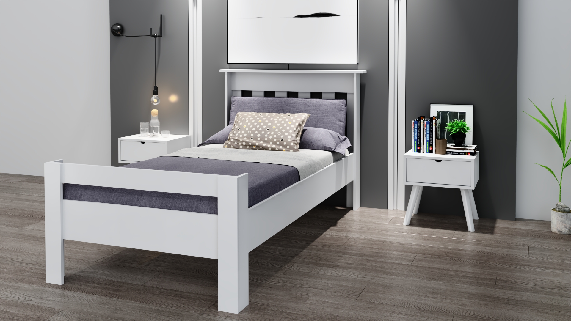 Ninnimo Still 120X200 Yatak Uyumlu Tek Kişilik Beyaz MDF Karyola MSTY-120X200
