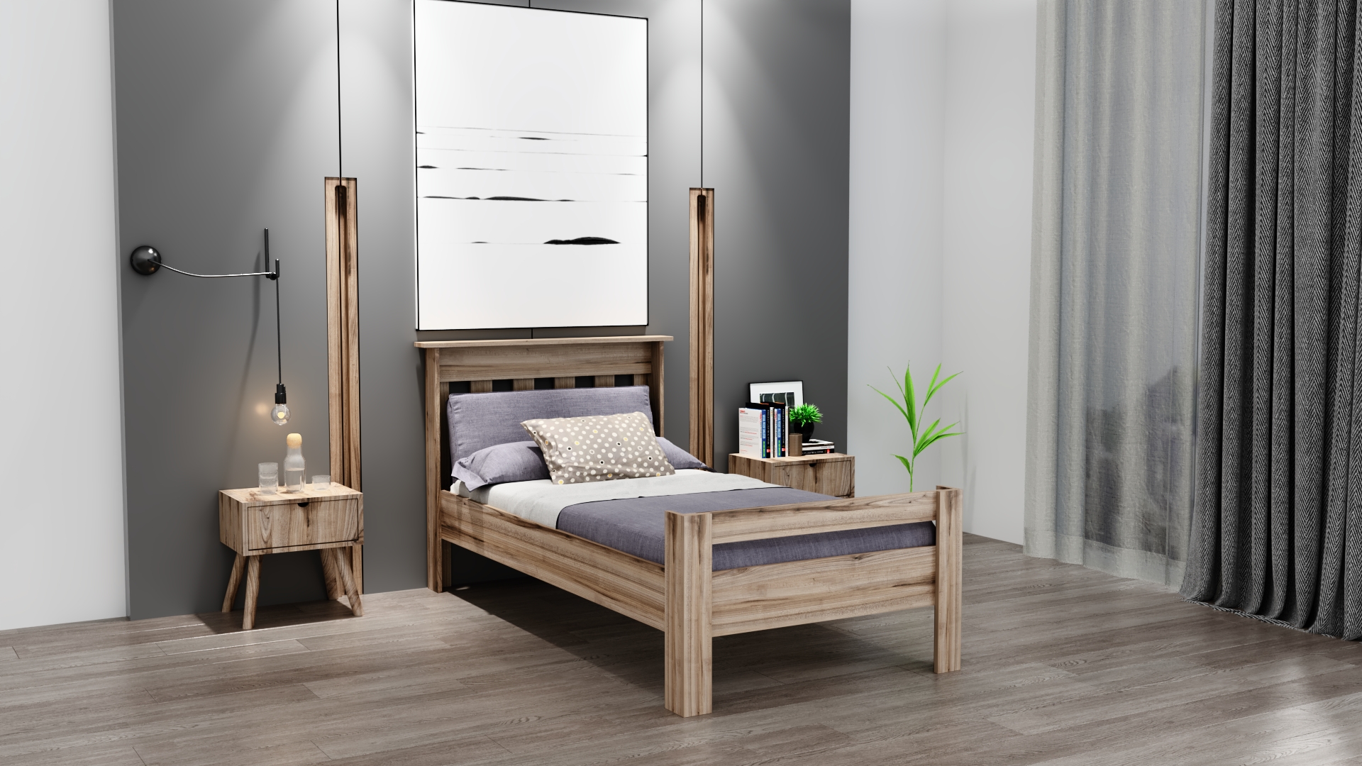 Ninnimo Still 100X200 Yatak Uyumlu Tek Kişilik Çırağan Karyola STY-3