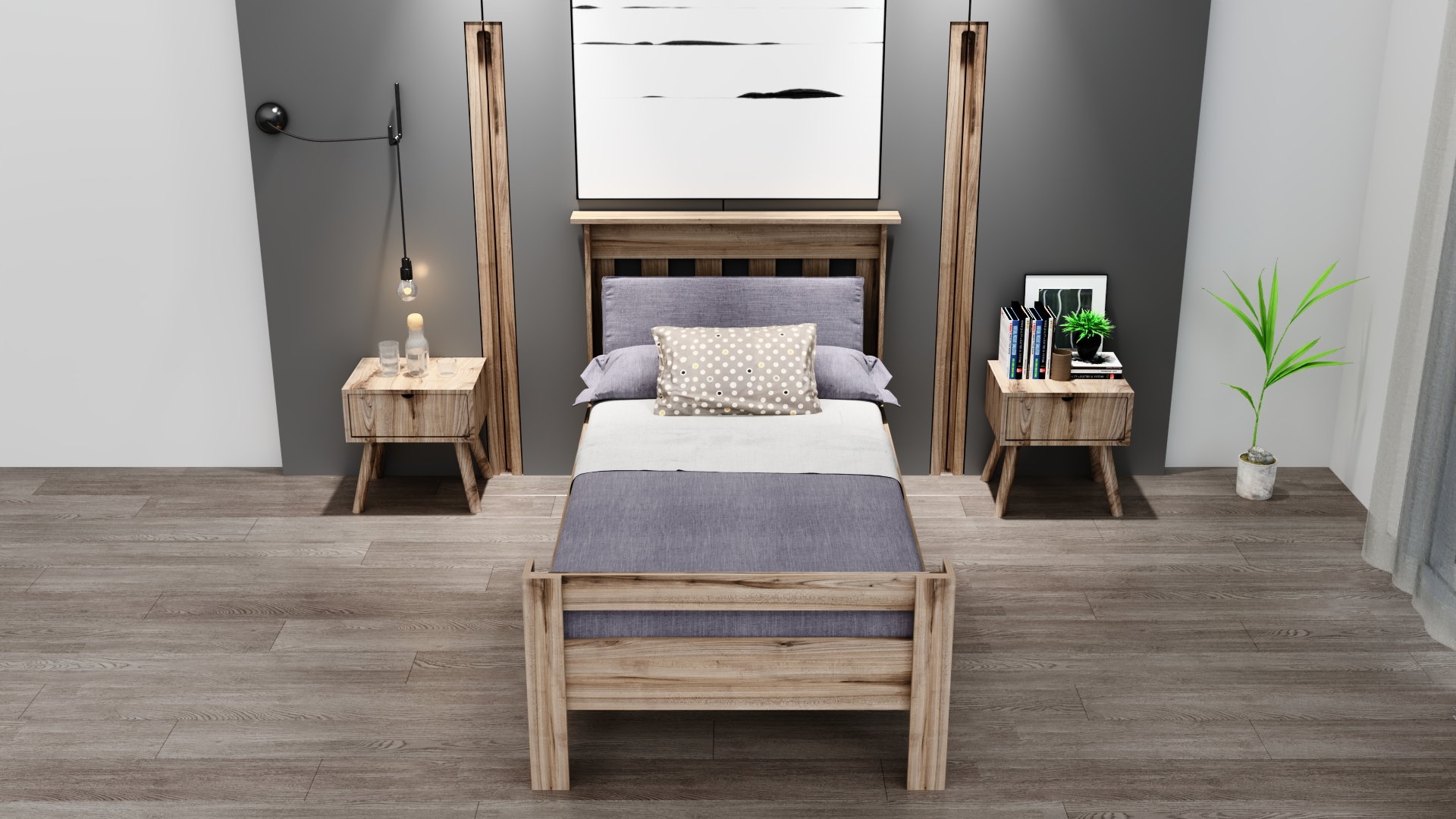 Ninnimo Still 100X200 Yatak Uyumlu Tek Kişilik Çırağan Karyola STY-3