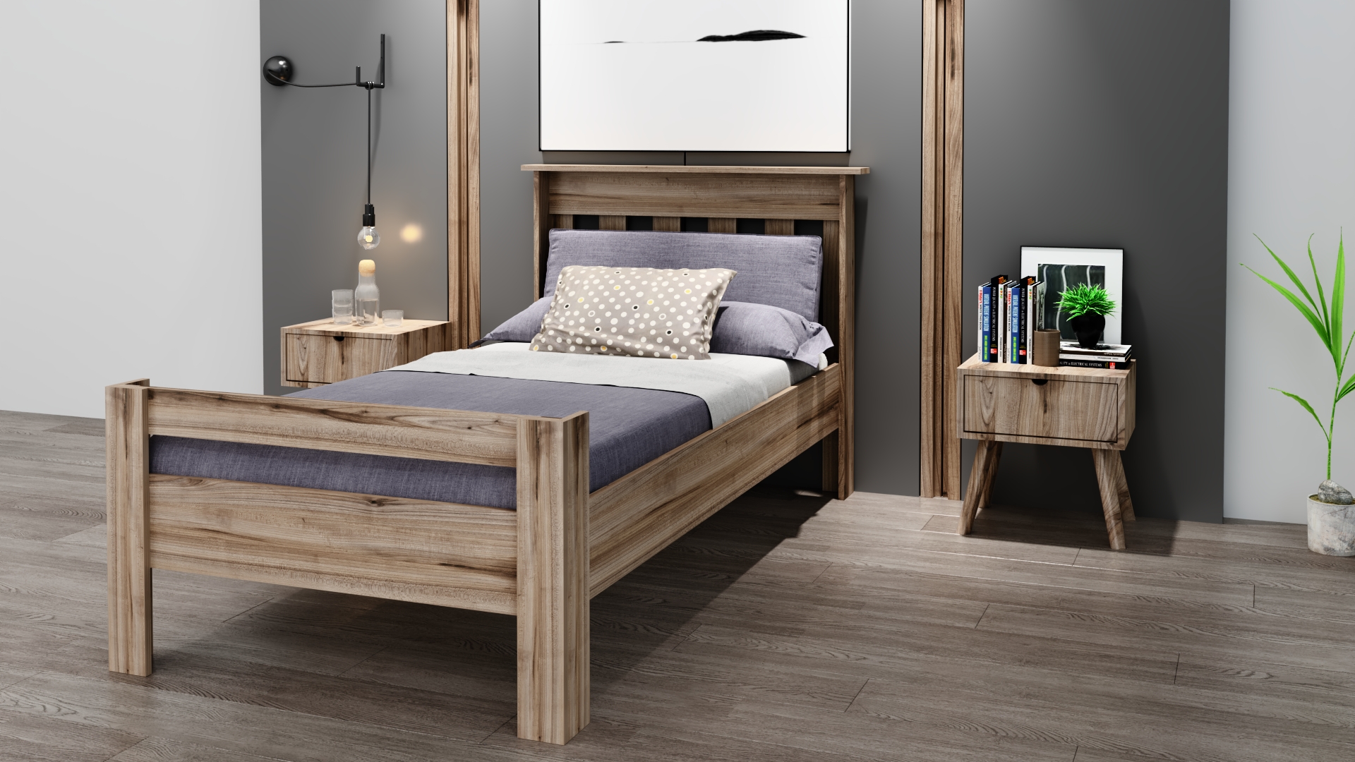 Ninnimo Still 100X200 Yatak Uyumlu Tek Kişilik Çırağan Karyola STY-3